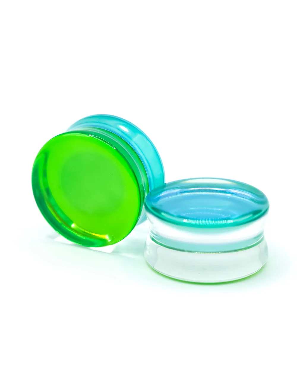 GREEN AURORA BOREALIS FLARED GLASS PLUG