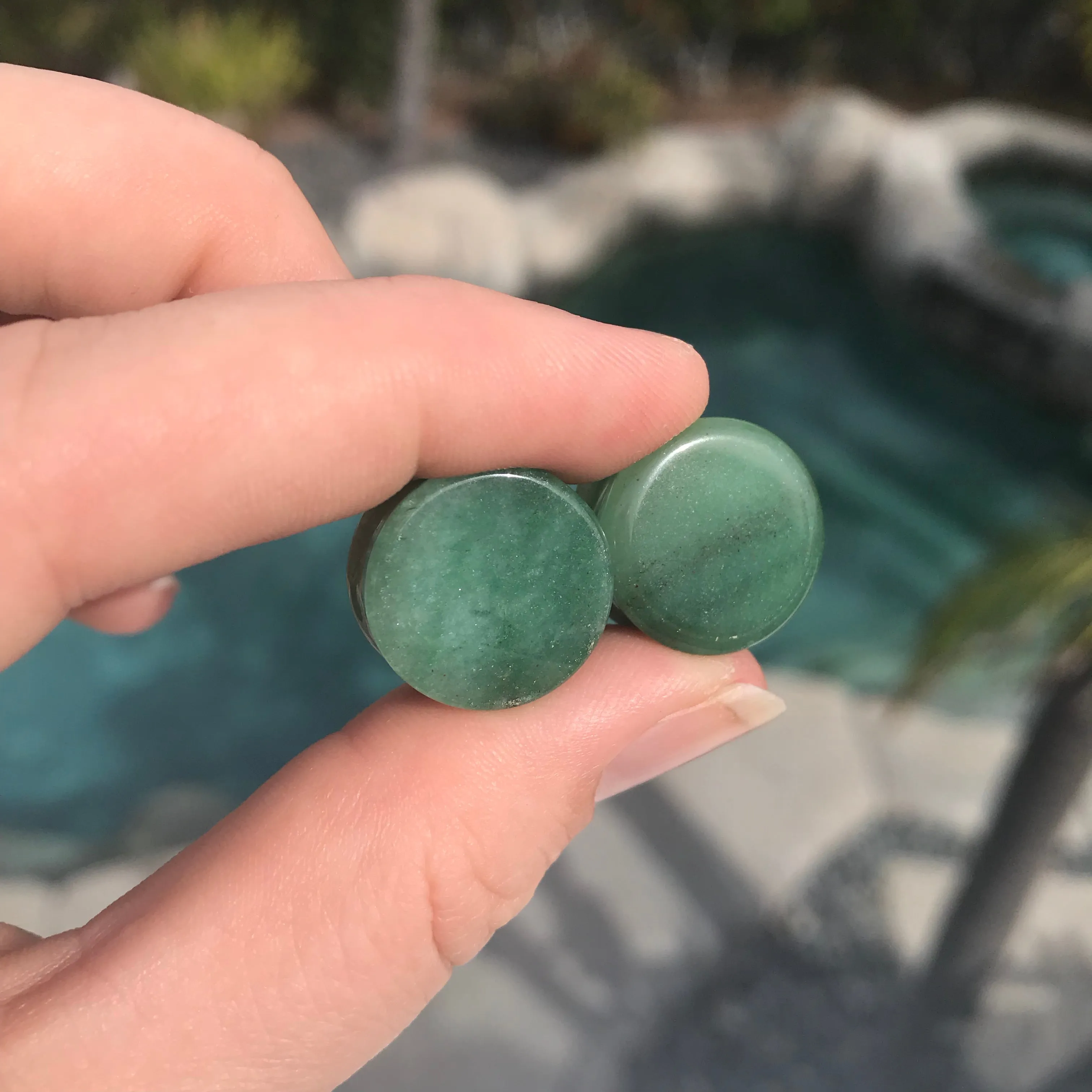 Green Jade Flared Gauges (Choose Size!)