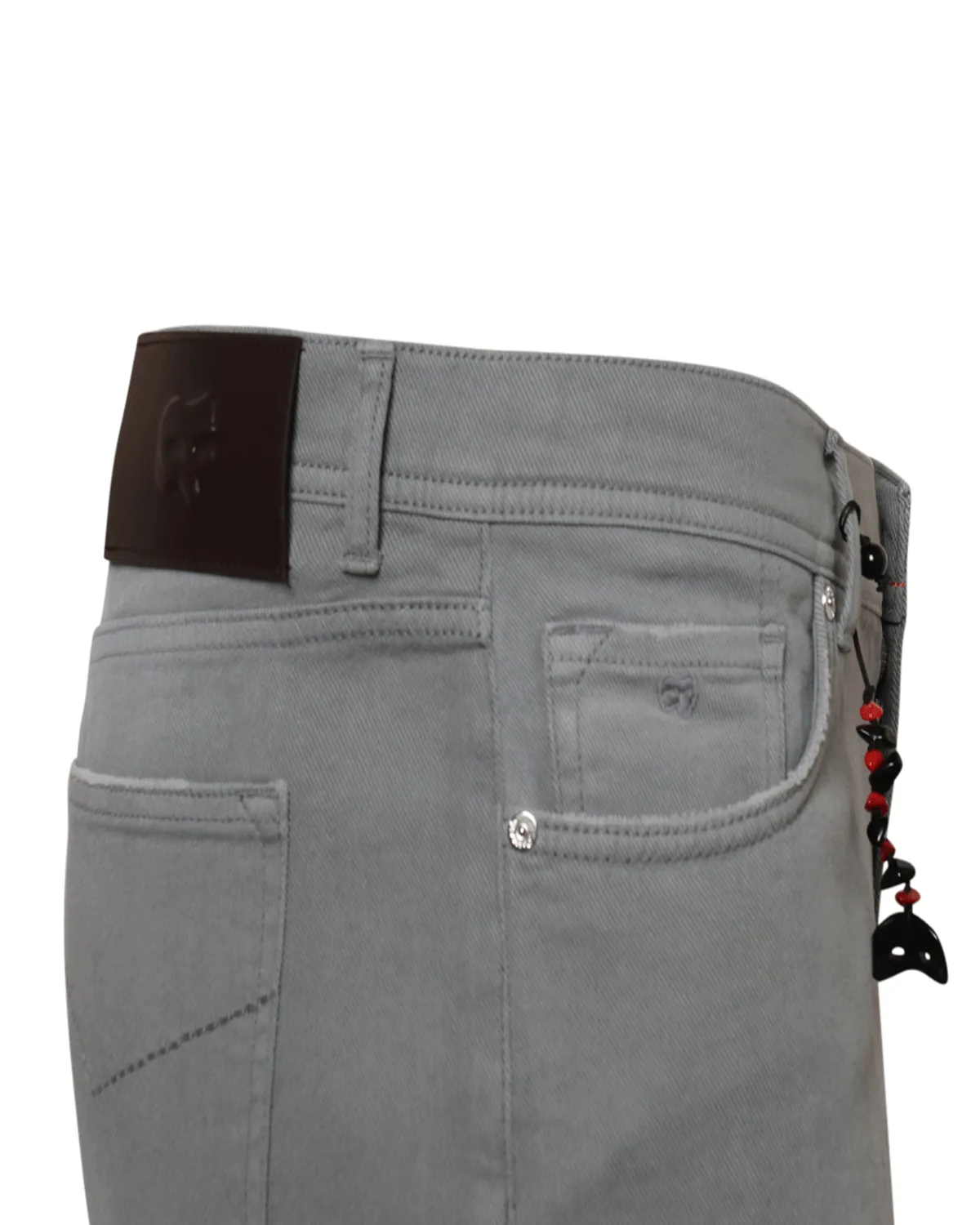 Grey Distressed Bull Denim 5 Pocket Pant