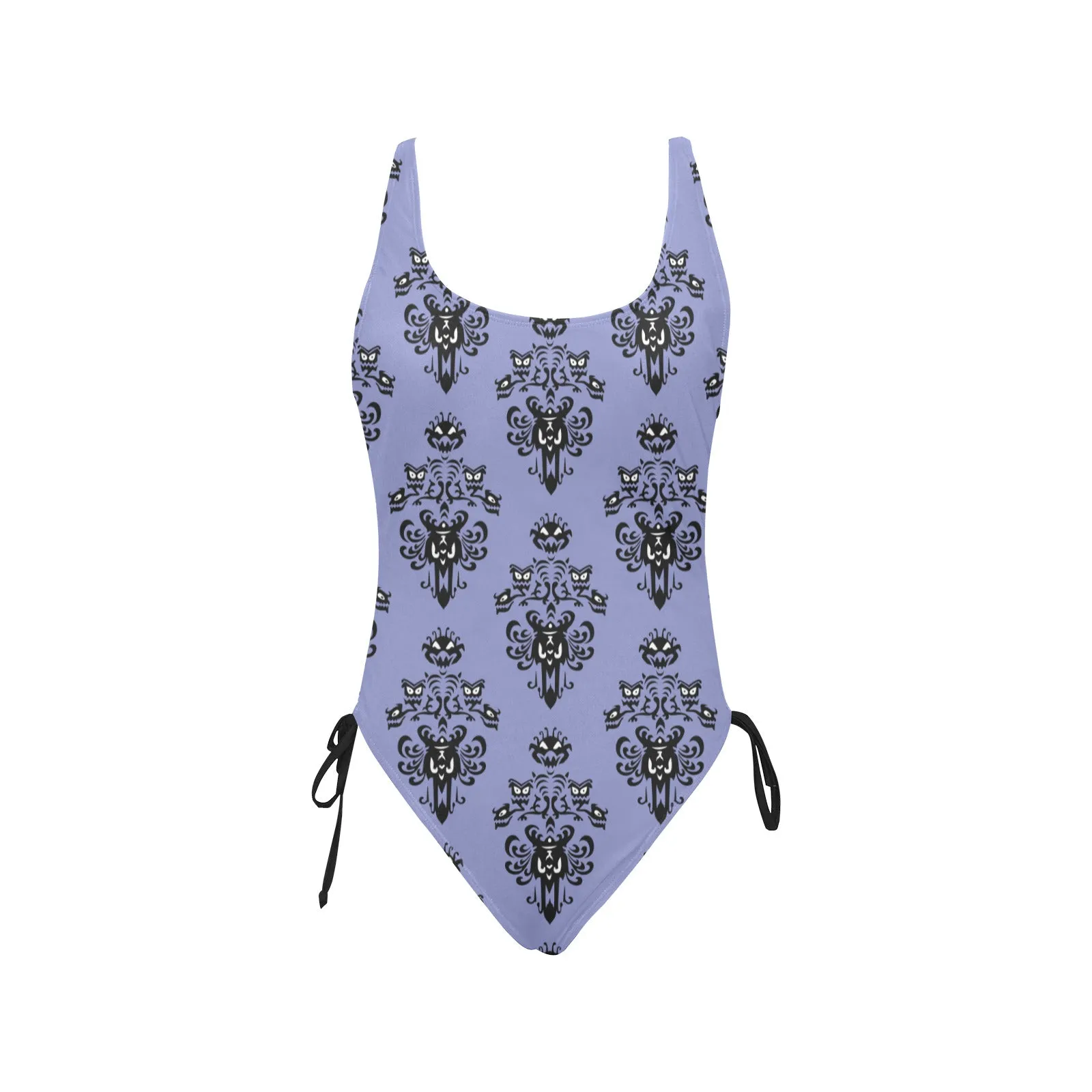 Haunted Mansion Wallpaper Drawstring Side Women's One-Piece Swimsuit