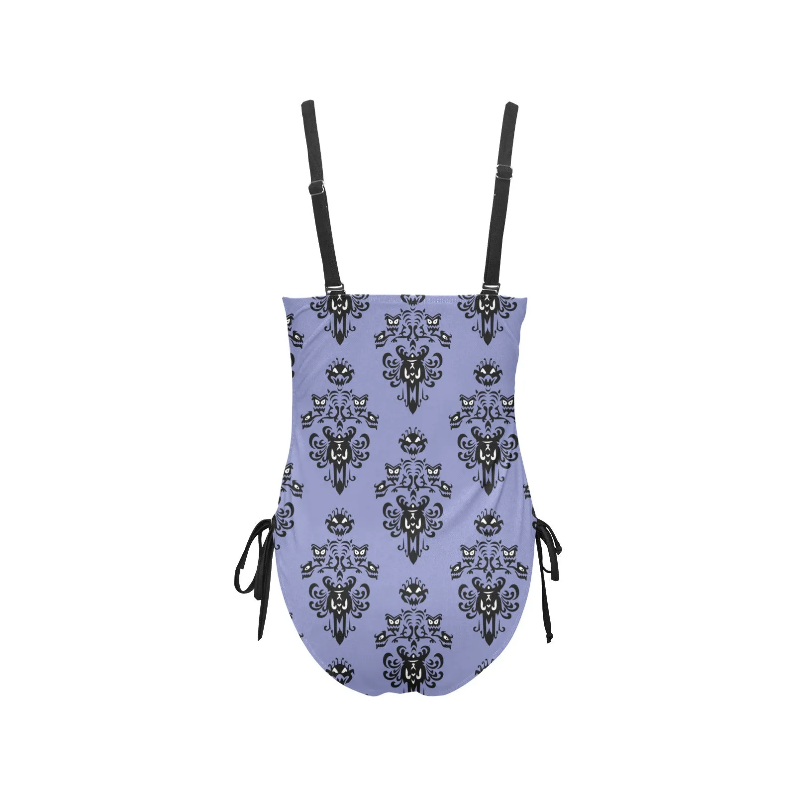 Haunted Mansion Wallpaper Drawstring Side Women's One-Piece Swimsuit