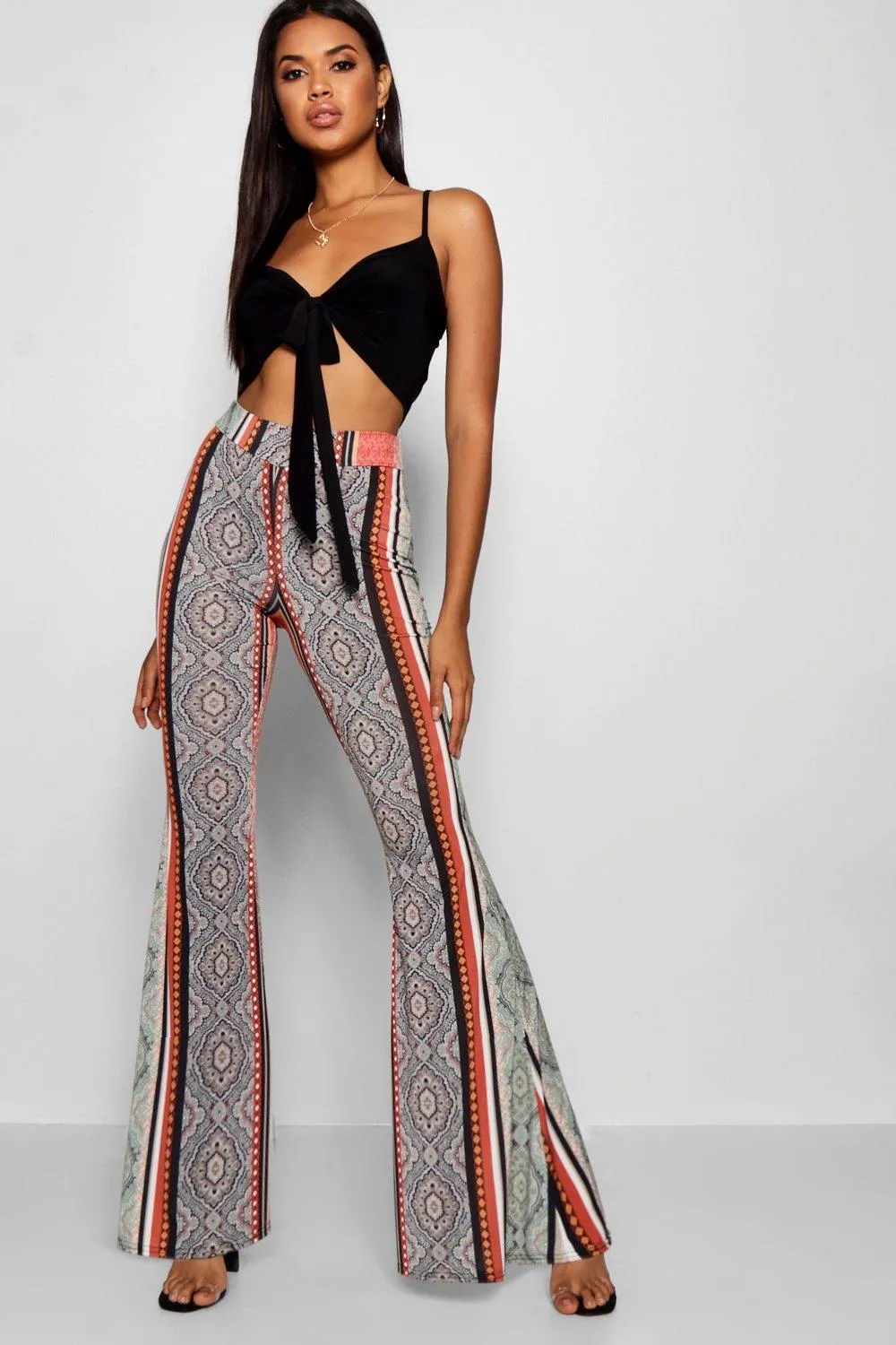 High Waist Bohemian Slinky Flares