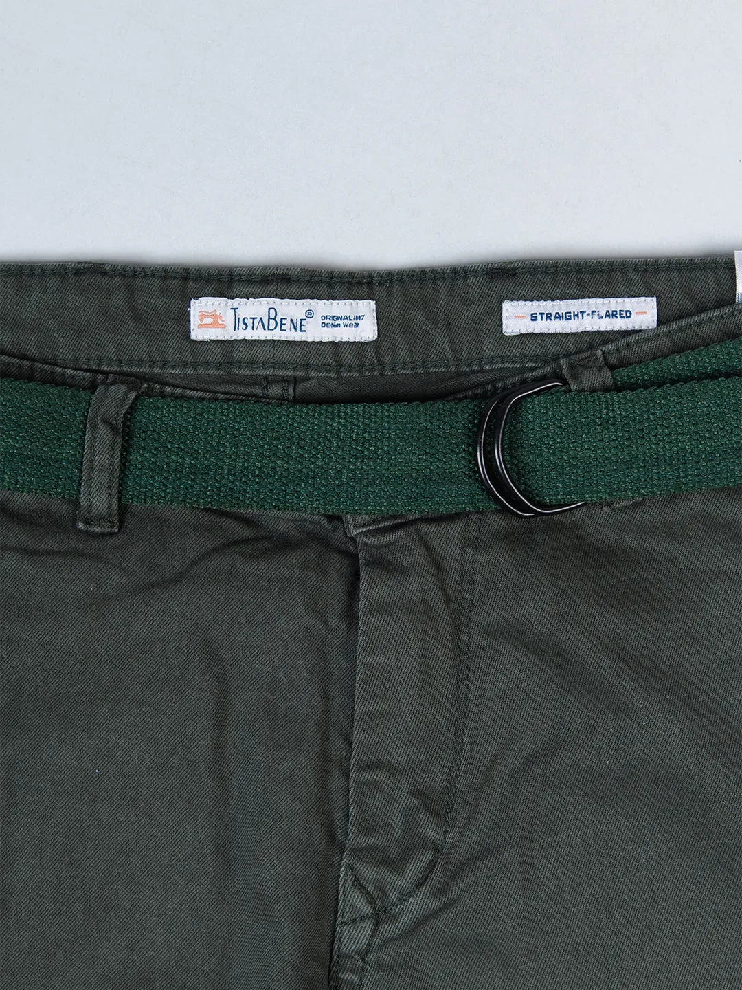 Hunter Green Flared Straight Fit Cargo Pants