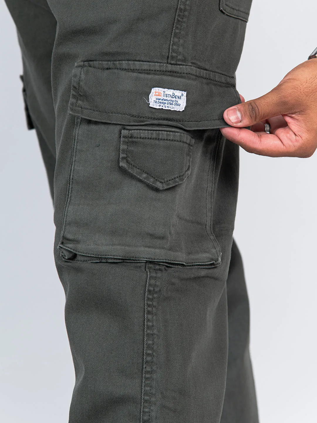 Hunter Green Flared Straight Fit Cargo Pants