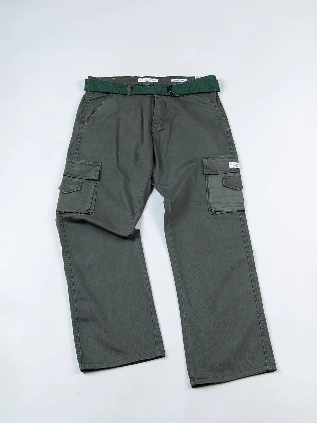 Hunter Green Flared Straight Fit Cargo Pants