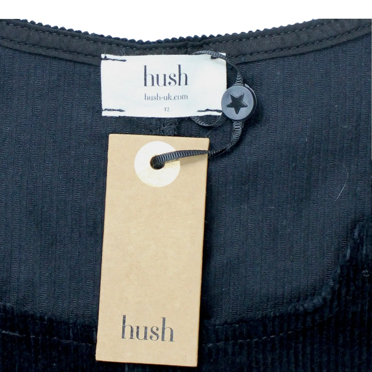 Hush Black Chunky Cord Dungarees