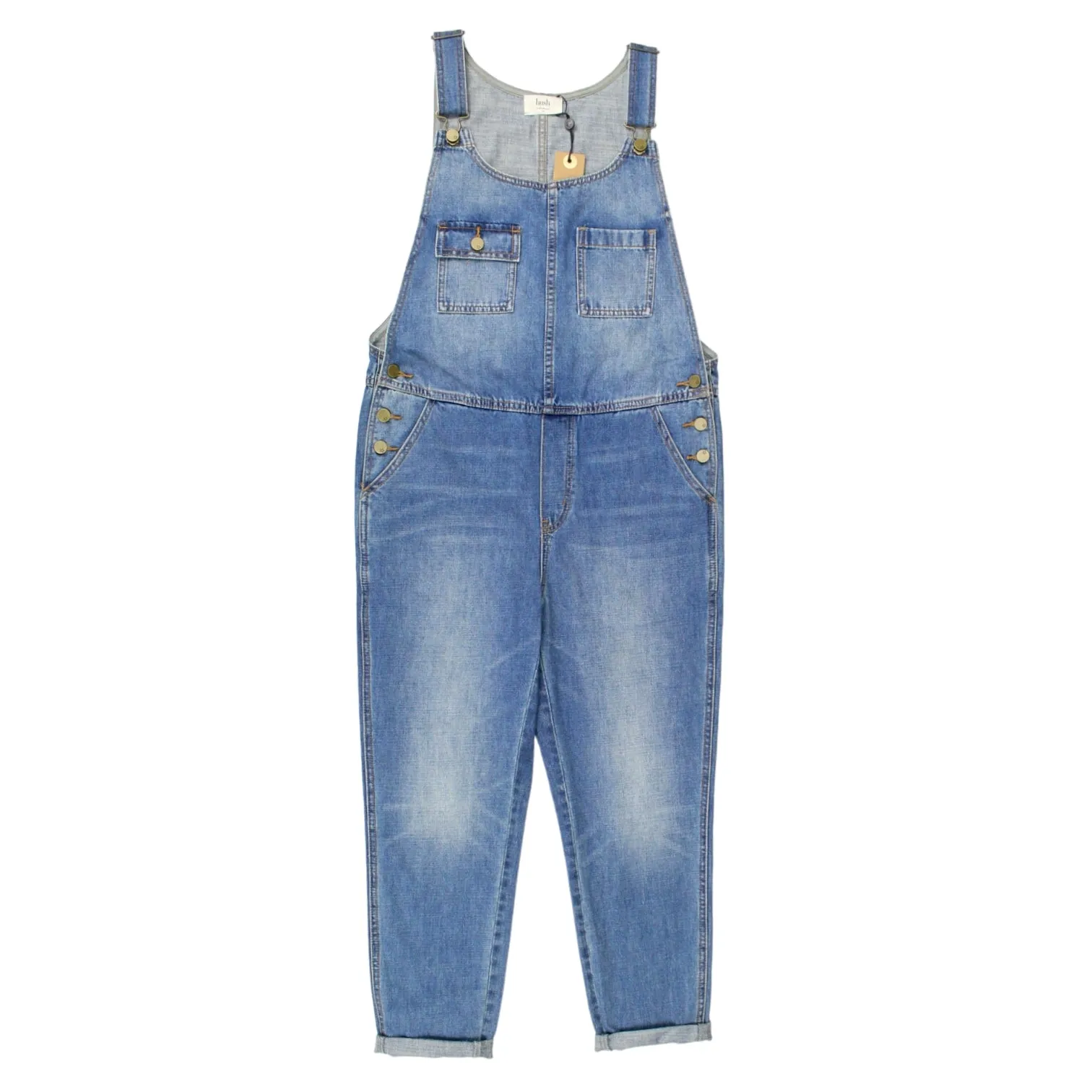 Hush Blue Faded Denim Dungarees