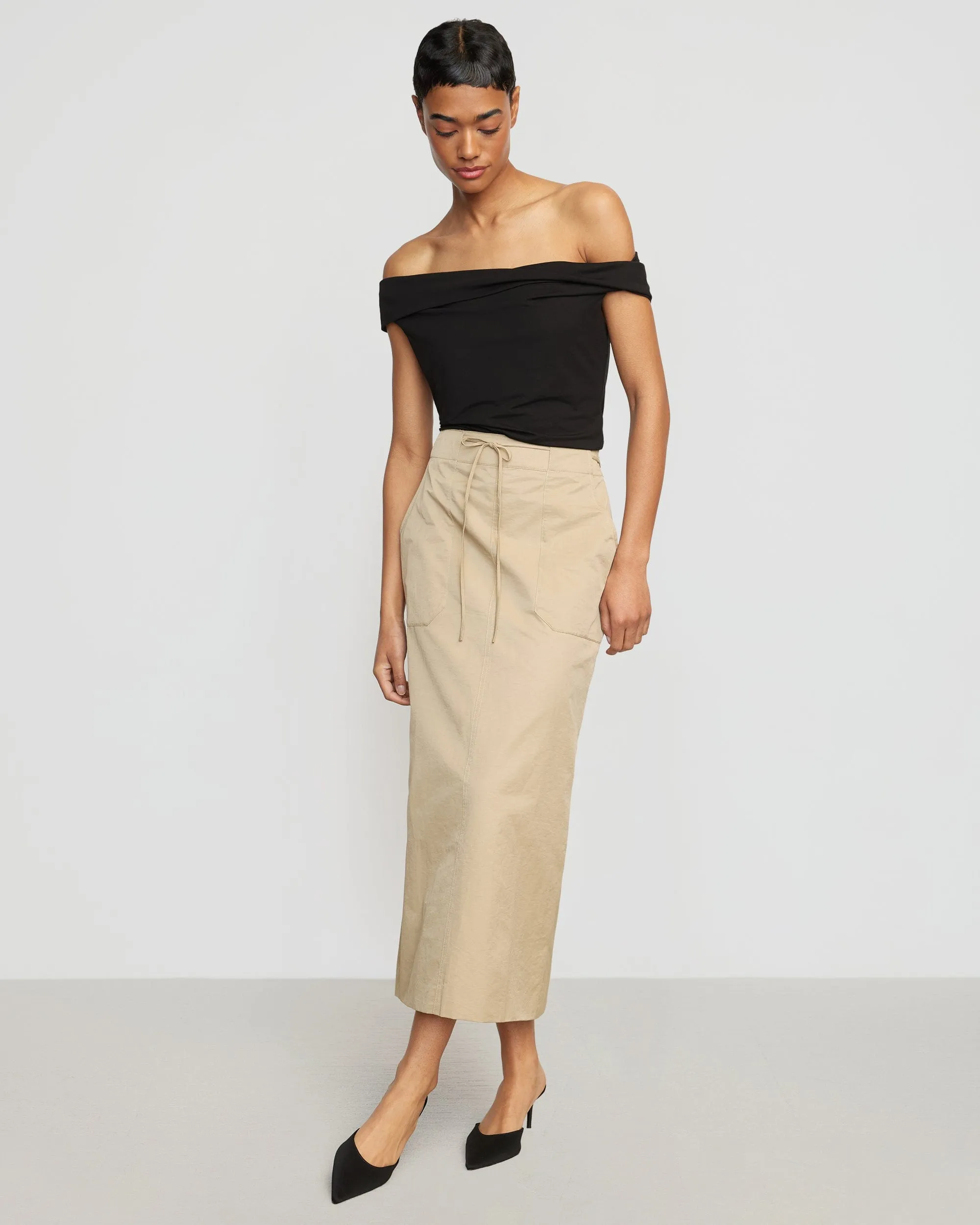 Ida Drawstring Cargo Skirt | Khaki