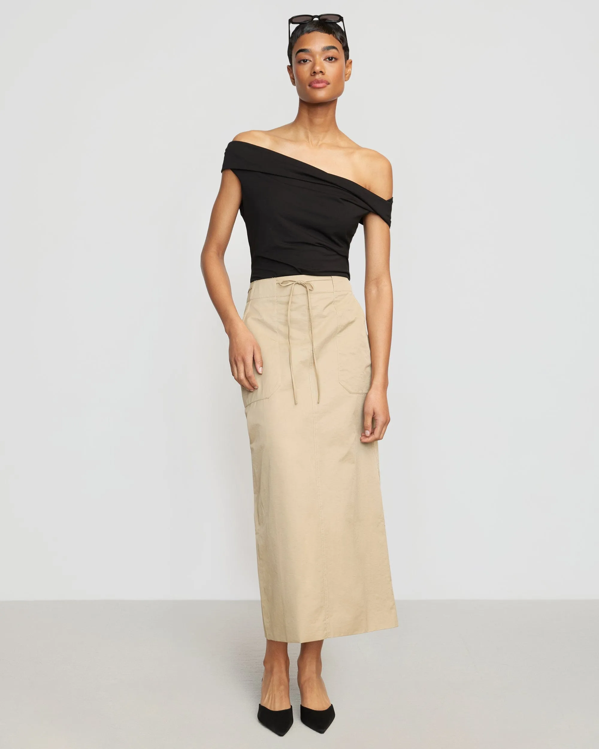 Ida Drawstring Cargo Skirt | Khaki