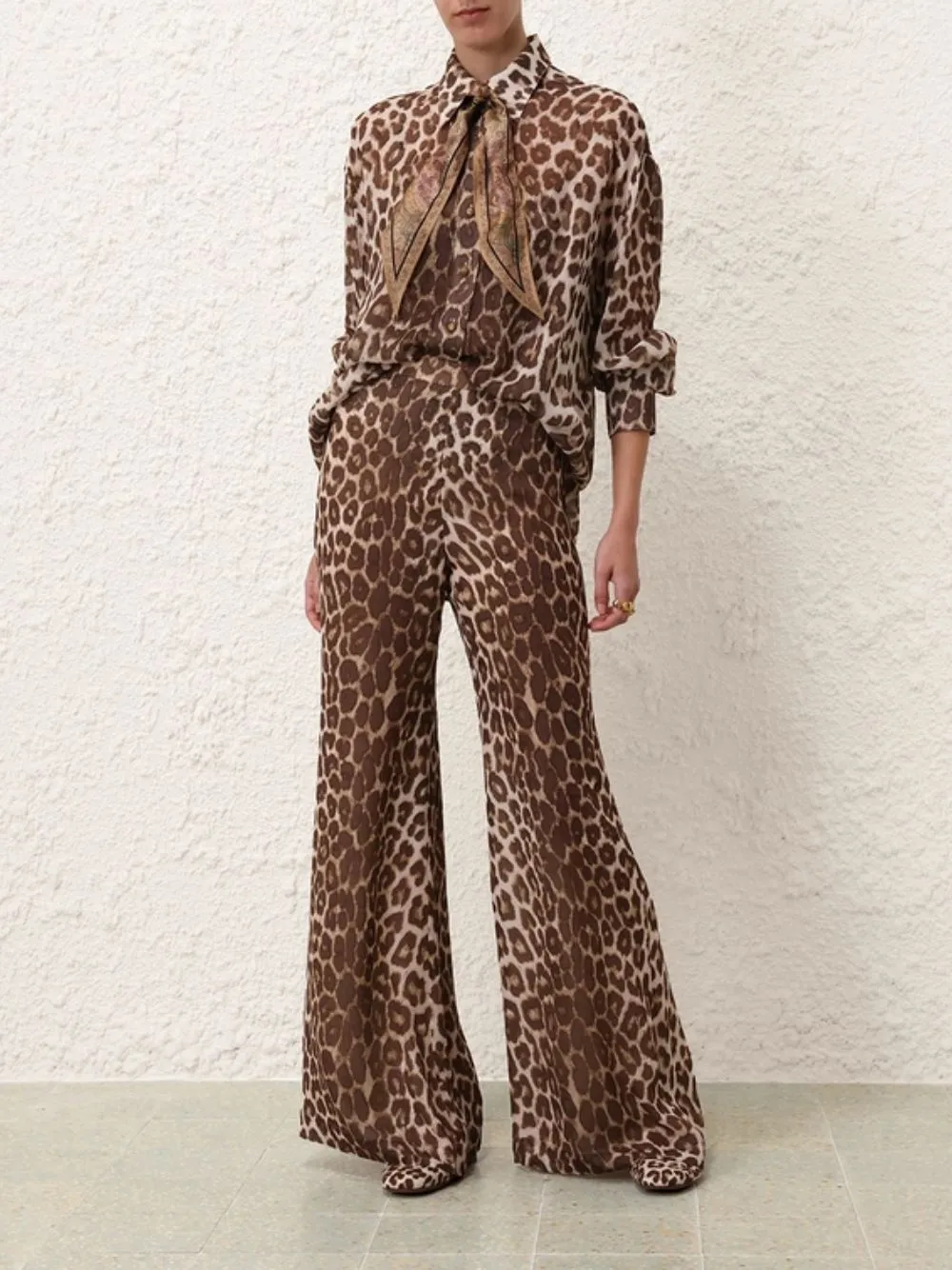 Illustration Leopard Print Flare Pant