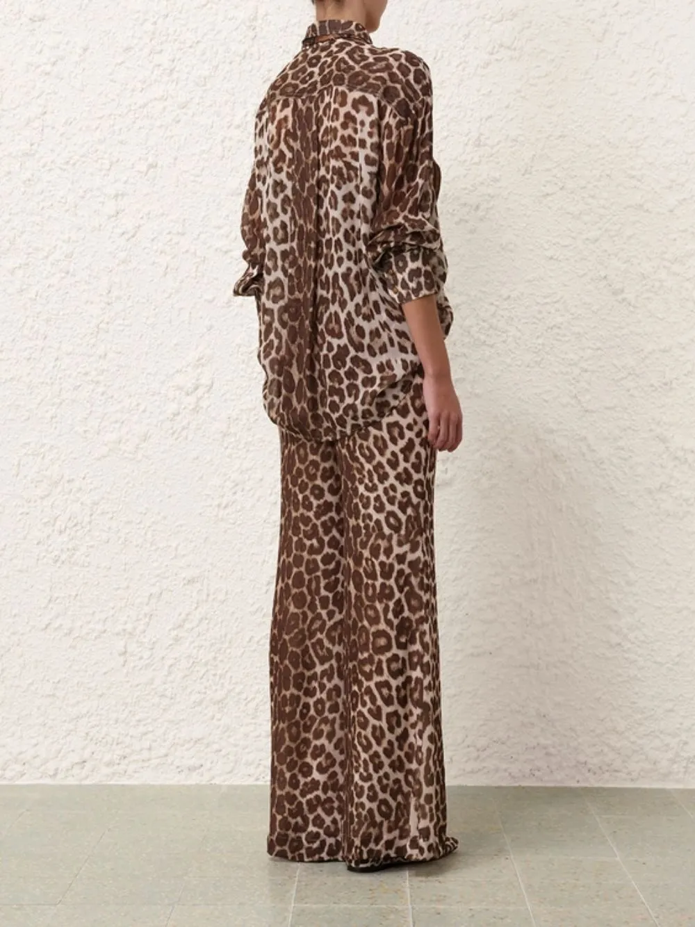 Illustration Leopard Print Flare Pant