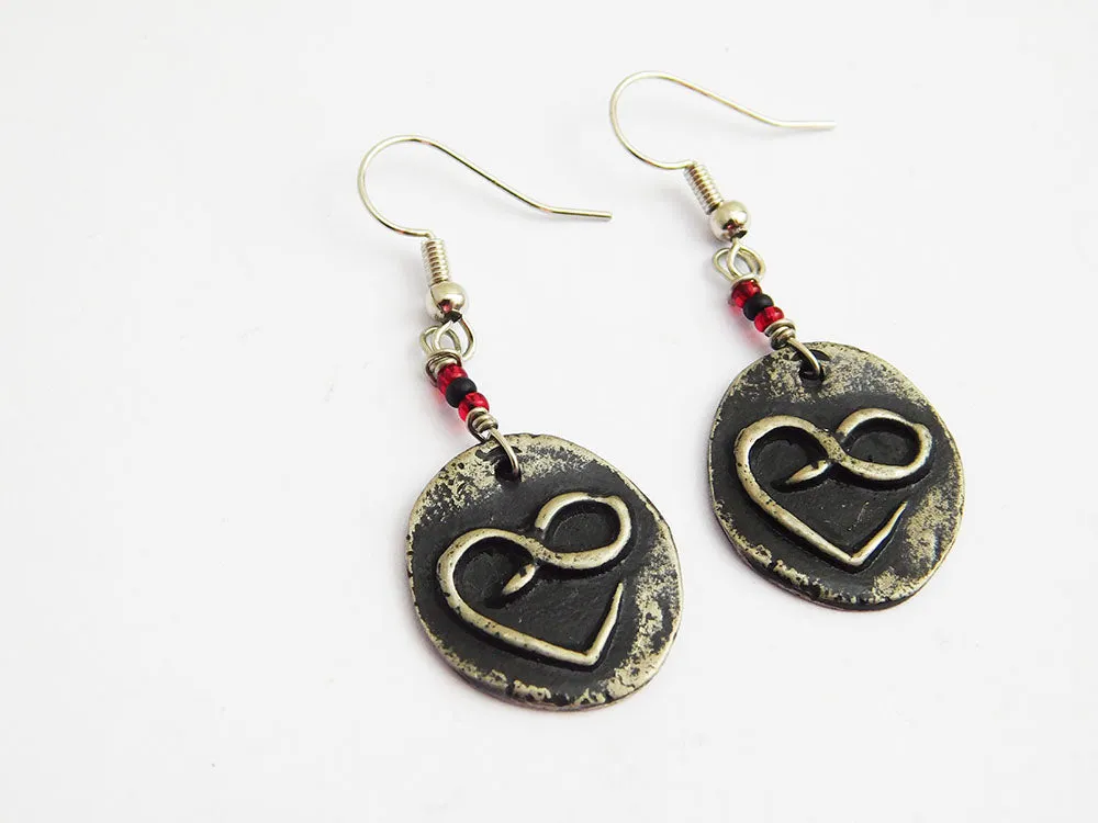 Infinity Love Earrings Pewter Beaded Women Jewelry Gift Ideas for Her