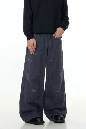 Irregular Distressed Double Knee Trousers