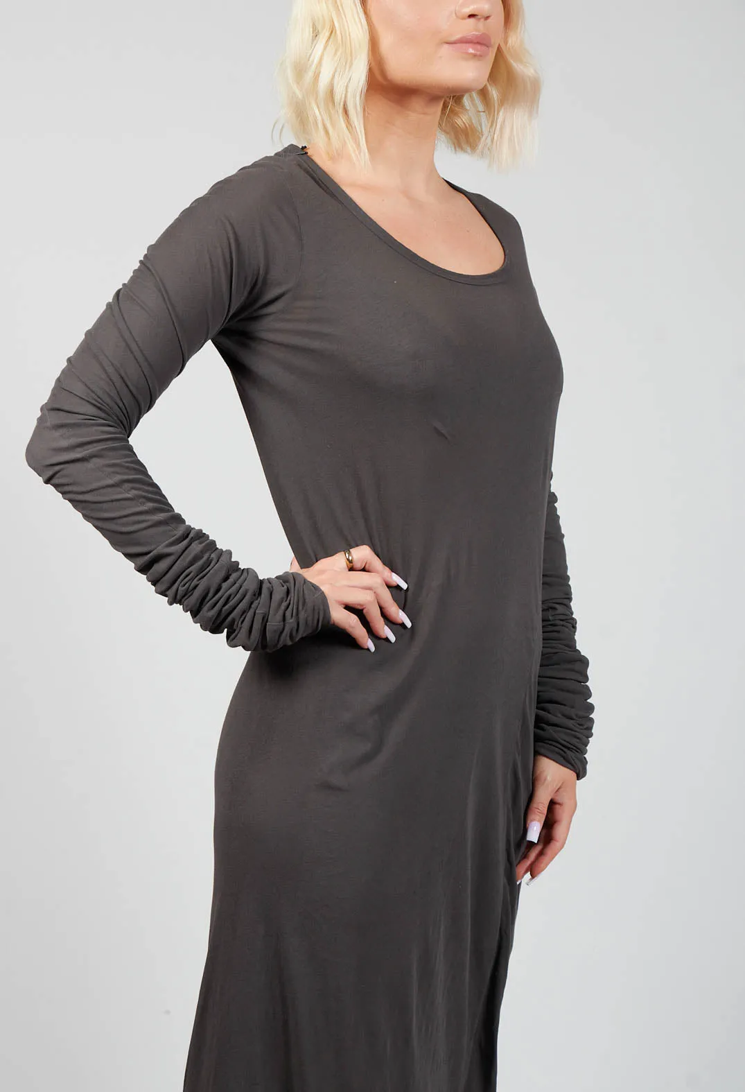 Jersey Dress with Extra Long Sleeves in Cedar