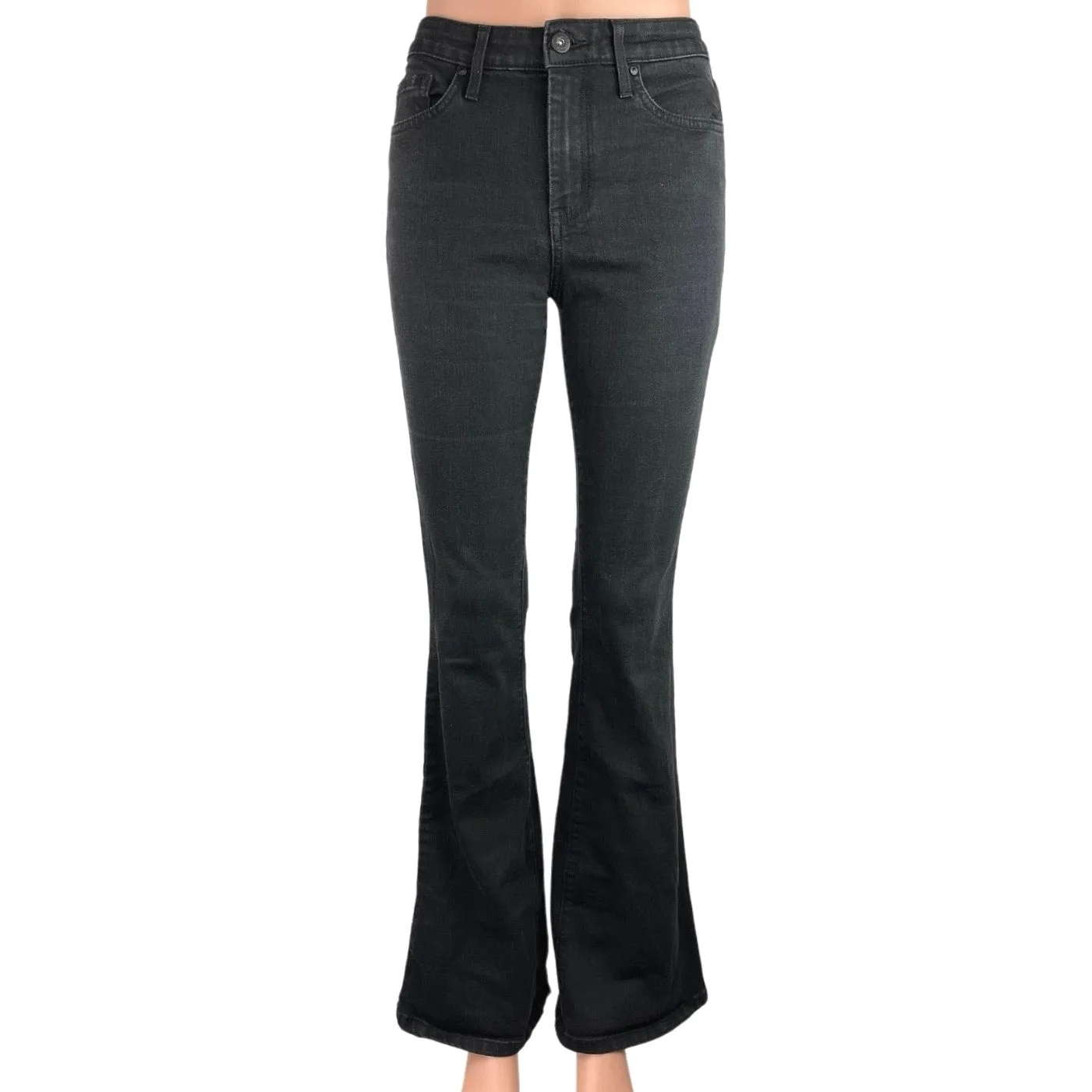 Jessica Simpson Black Cotton Stretch Denim Adored High Rise Flare Jeans Size 26