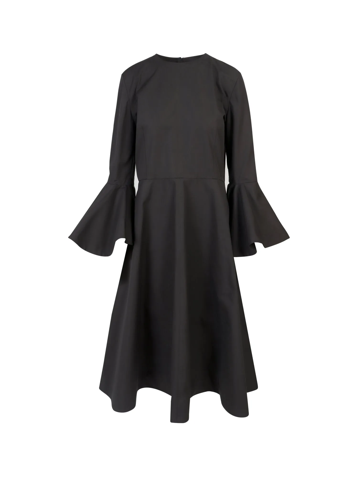 Jil Sander Crewneck Flared Cuff Midi Dress