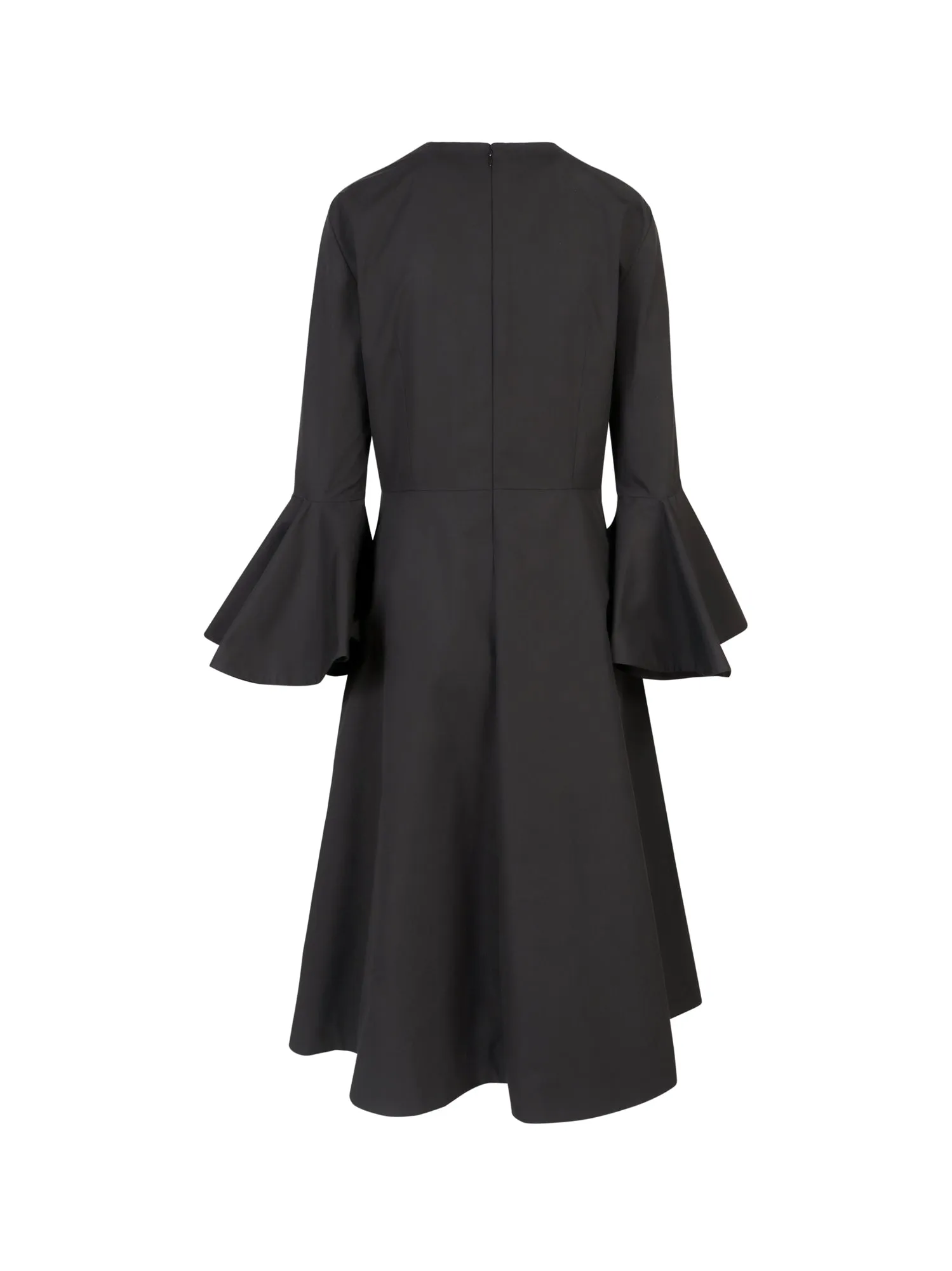 Jil Sander Crewneck Flared Cuff Midi Dress