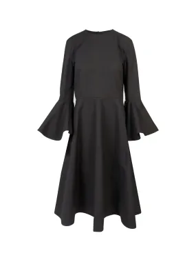 Jil Sander Crewneck Flared Cuff Midi Dress