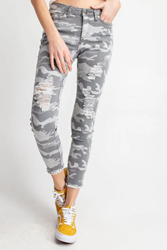 Jonie Camouflage Distressed Skinny Denim