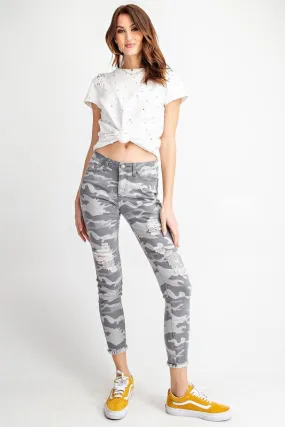 Jonie Camouflage Distressed Skinny Denim