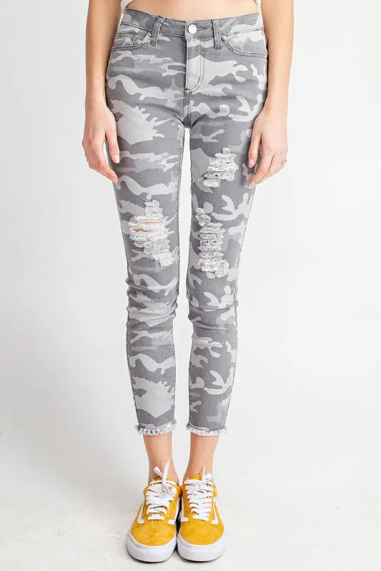 Jonie Camouflage Distressed Skinny Denim