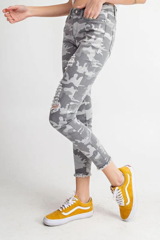 Jonie Camouflage Distressed Skinny Denim