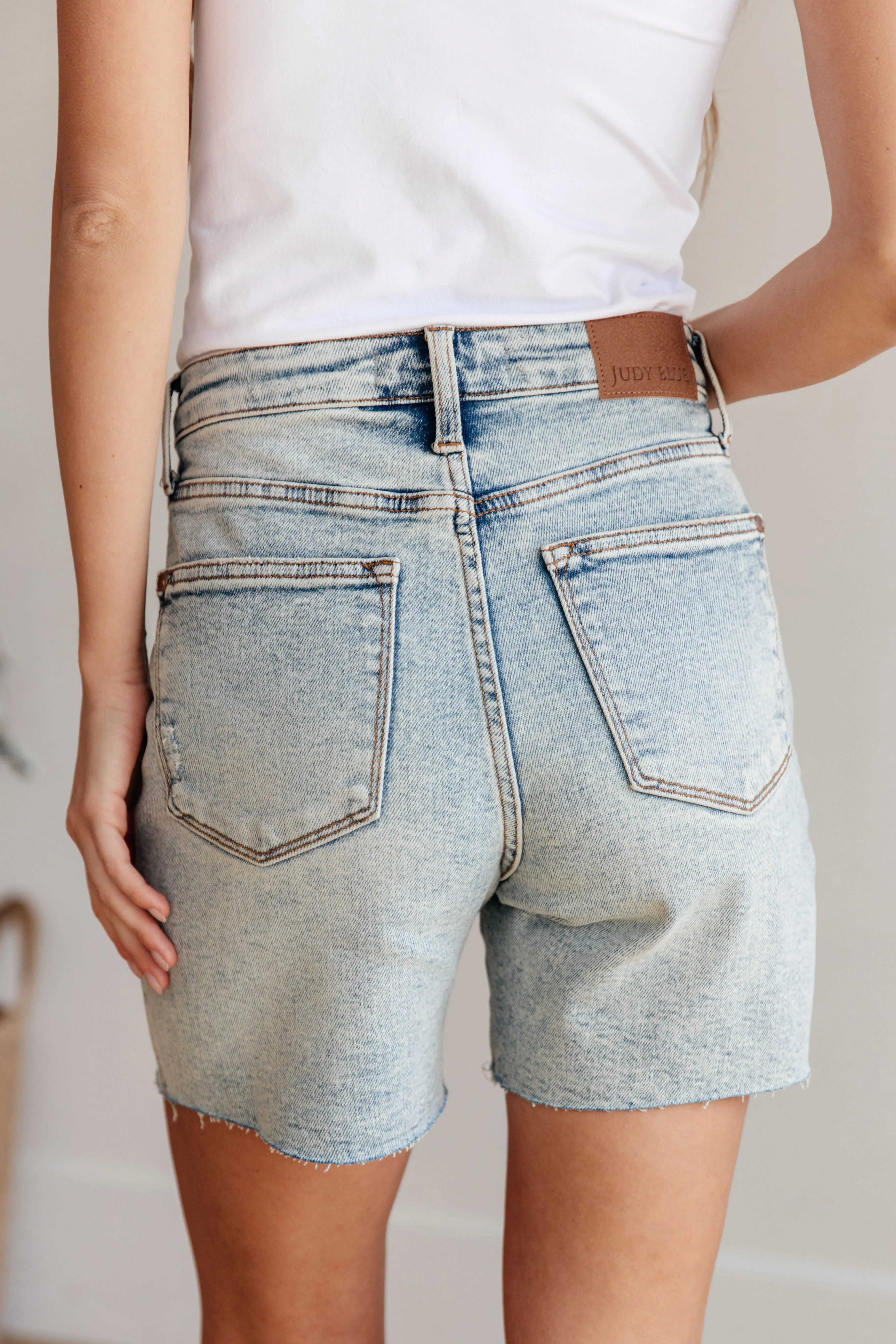 Judy Blue Cindy Mineral Wash Distressed Boyfriend Shorts