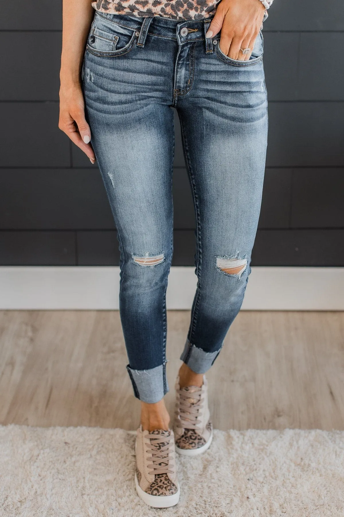 KanCan Low-Rise Distressed Jeans- Lena Wash