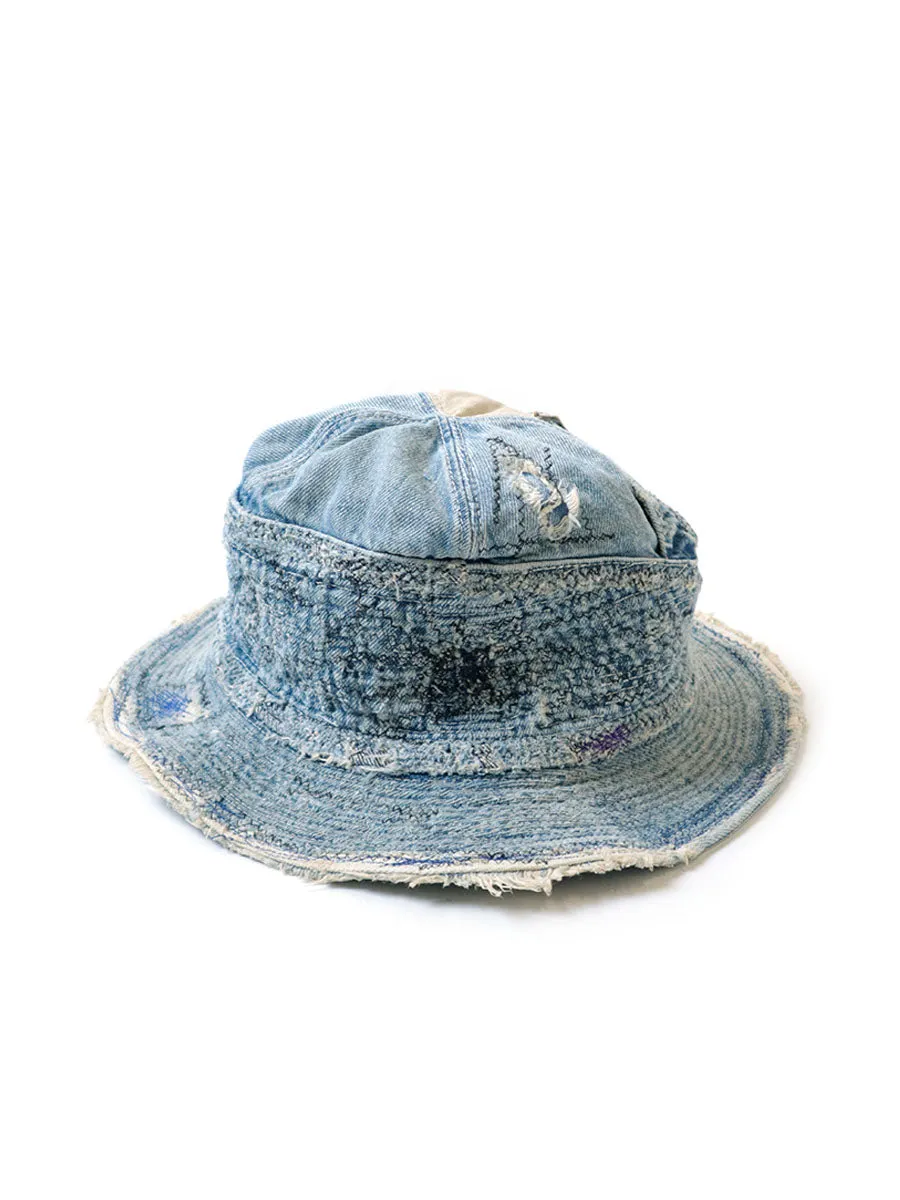 Kapital 11.5oz denim The Old Man and the Sea HAT (distressed remake) Cap