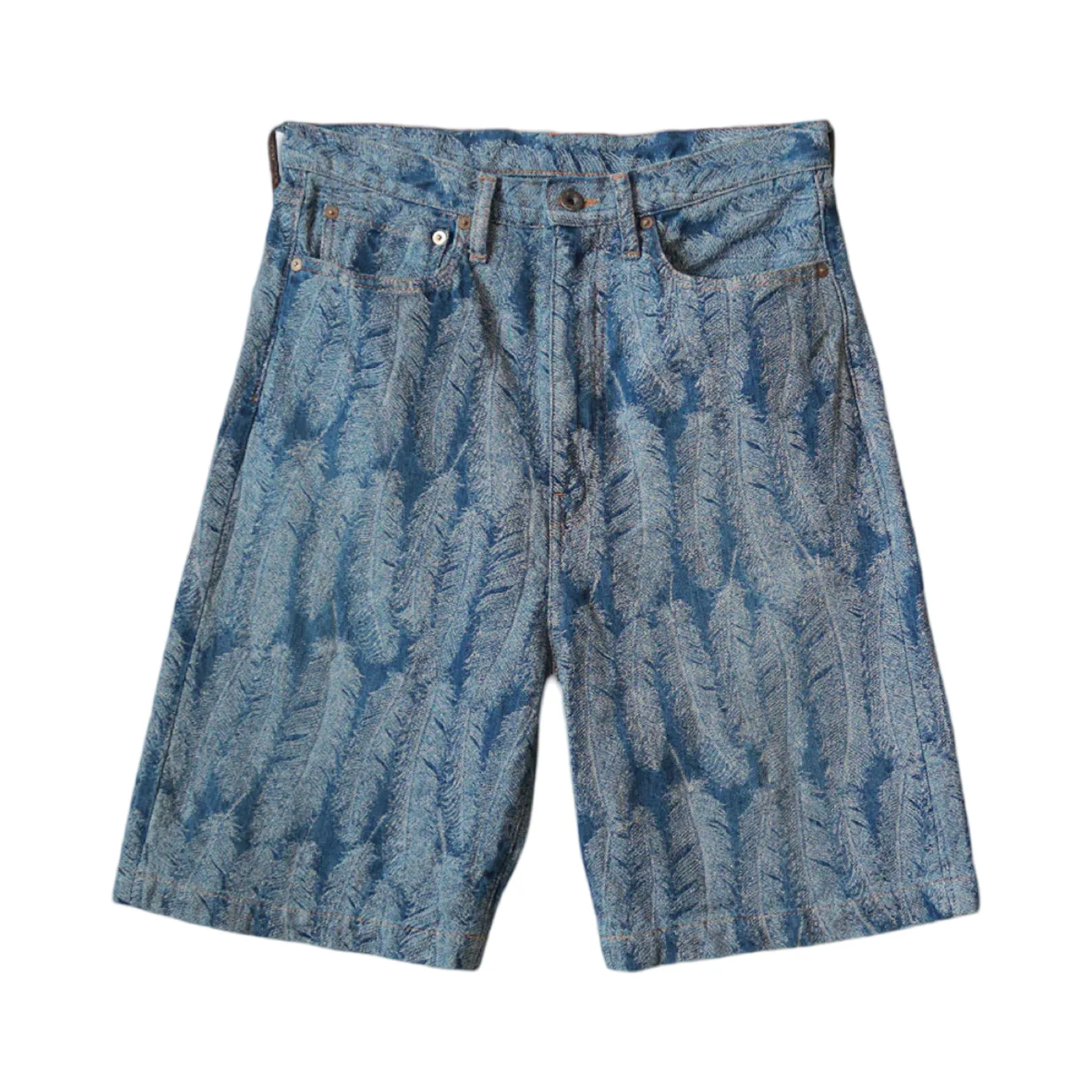 Kapital Feather Denim Shorts Blue