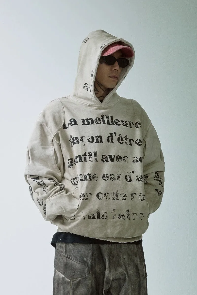 Layered Distressed Graphic Hoodie