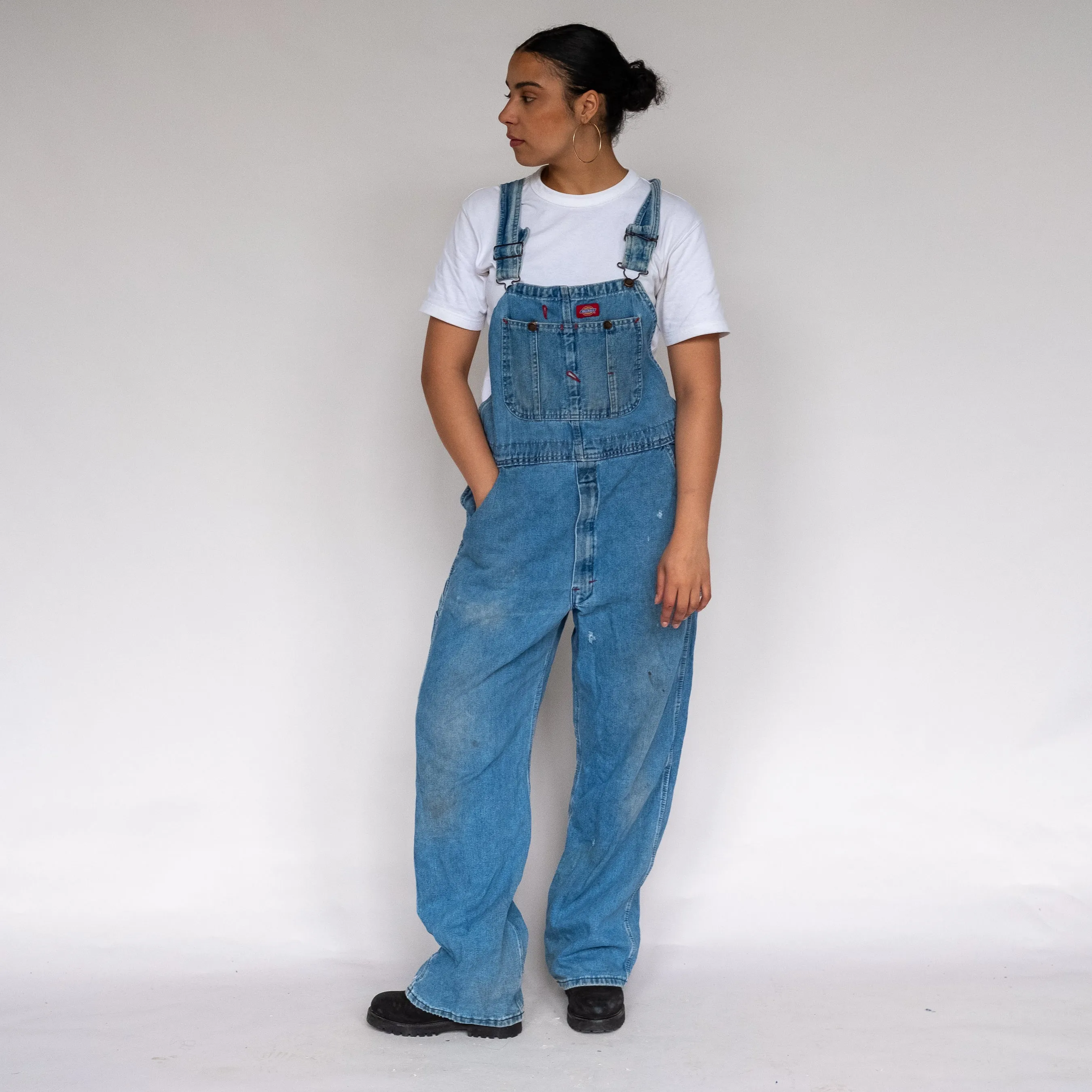 LIGHT BLUE 90S DICKIES DENIM BAGGY DUNGAREES (