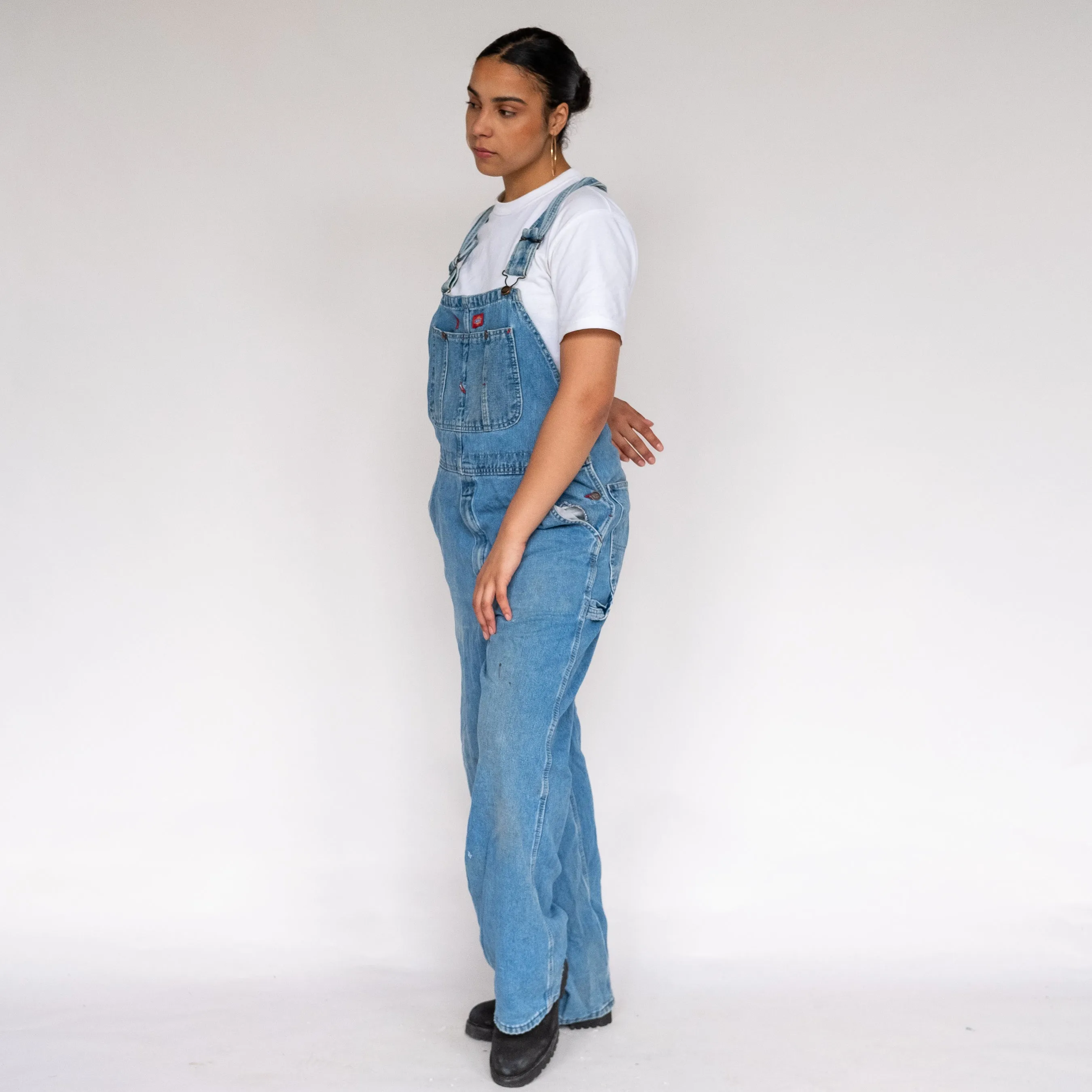 LIGHT BLUE 90S DICKIES DENIM BAGGY DUNGAREES (