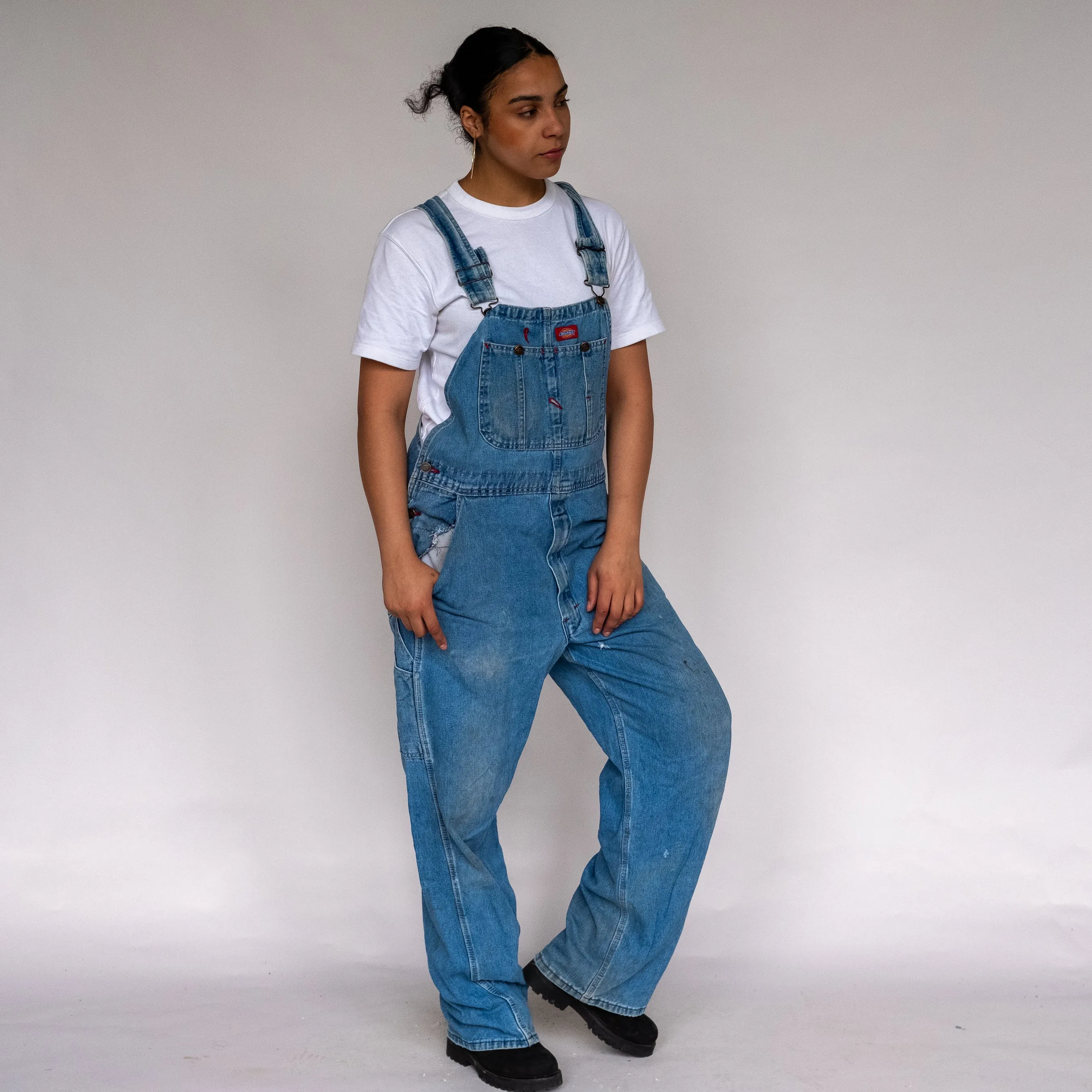 LIGHT BLUE 90S DICKIES DENIM BAGGY DUNGAREES (