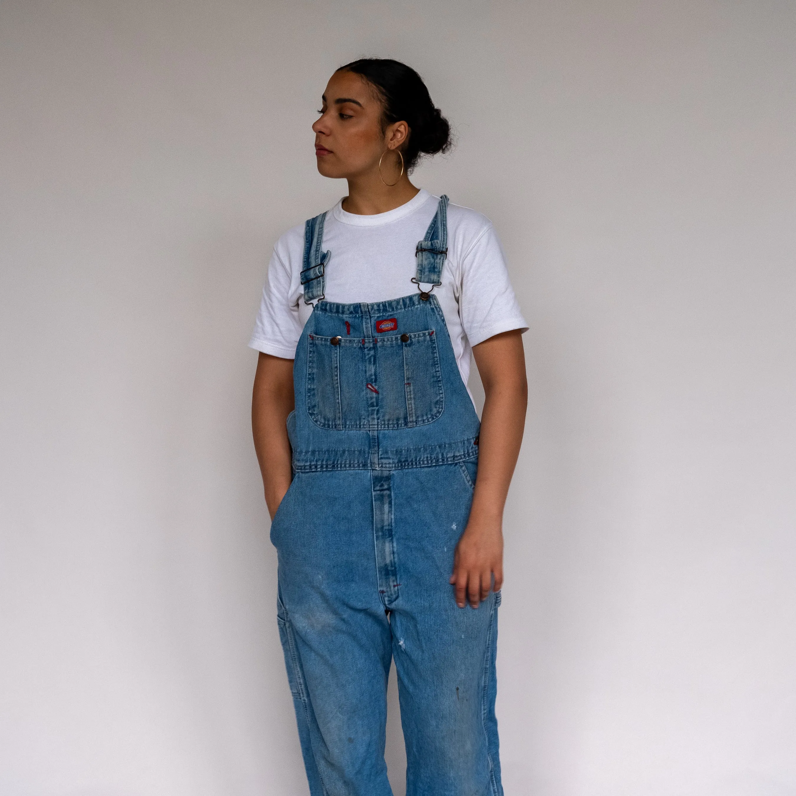 LIGHT BLUE 90S DICKIES DENIM BAGGY DUNGAREES (