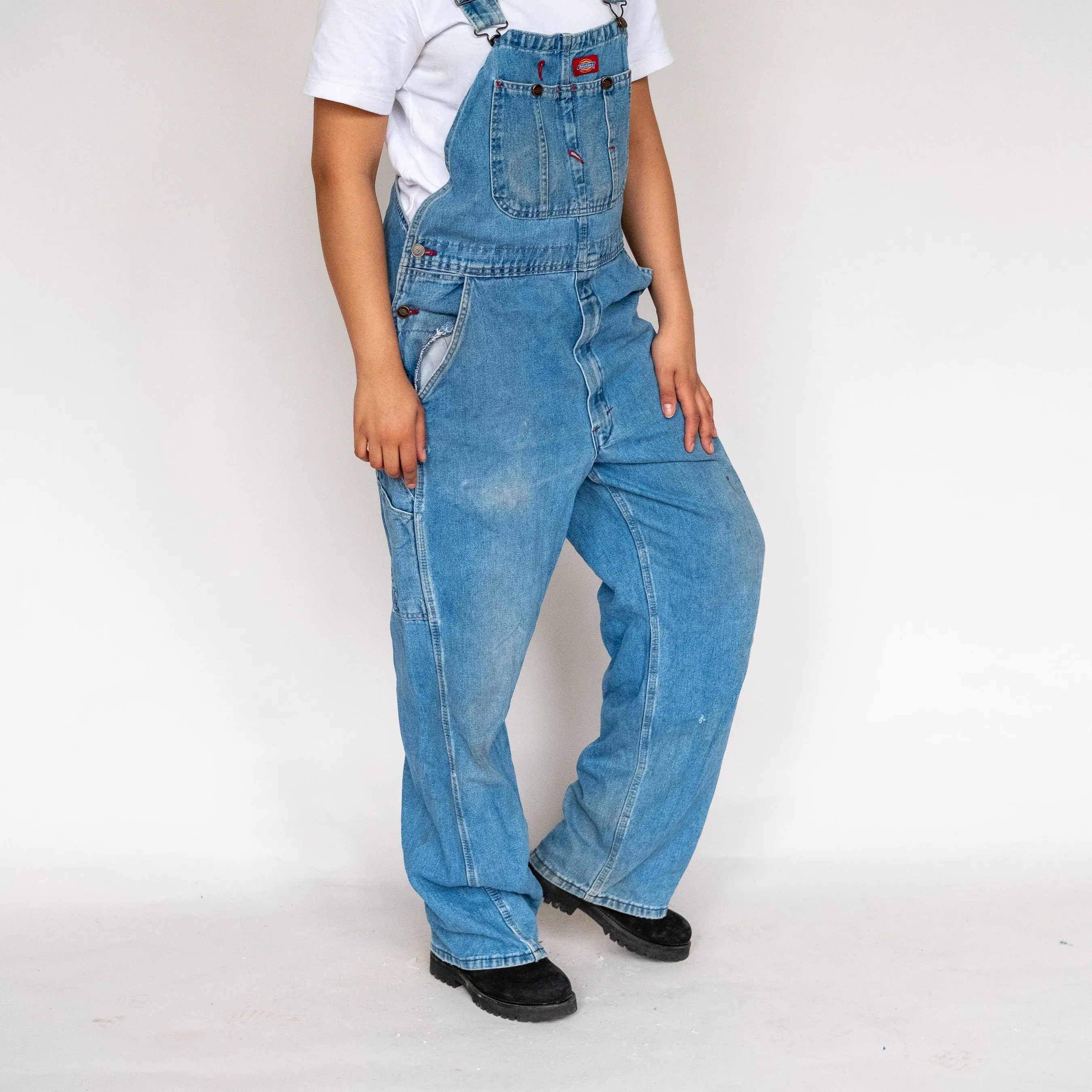 LIGHT BLUE 90S DICKIES DENIM BAGGY DUNGAREES (