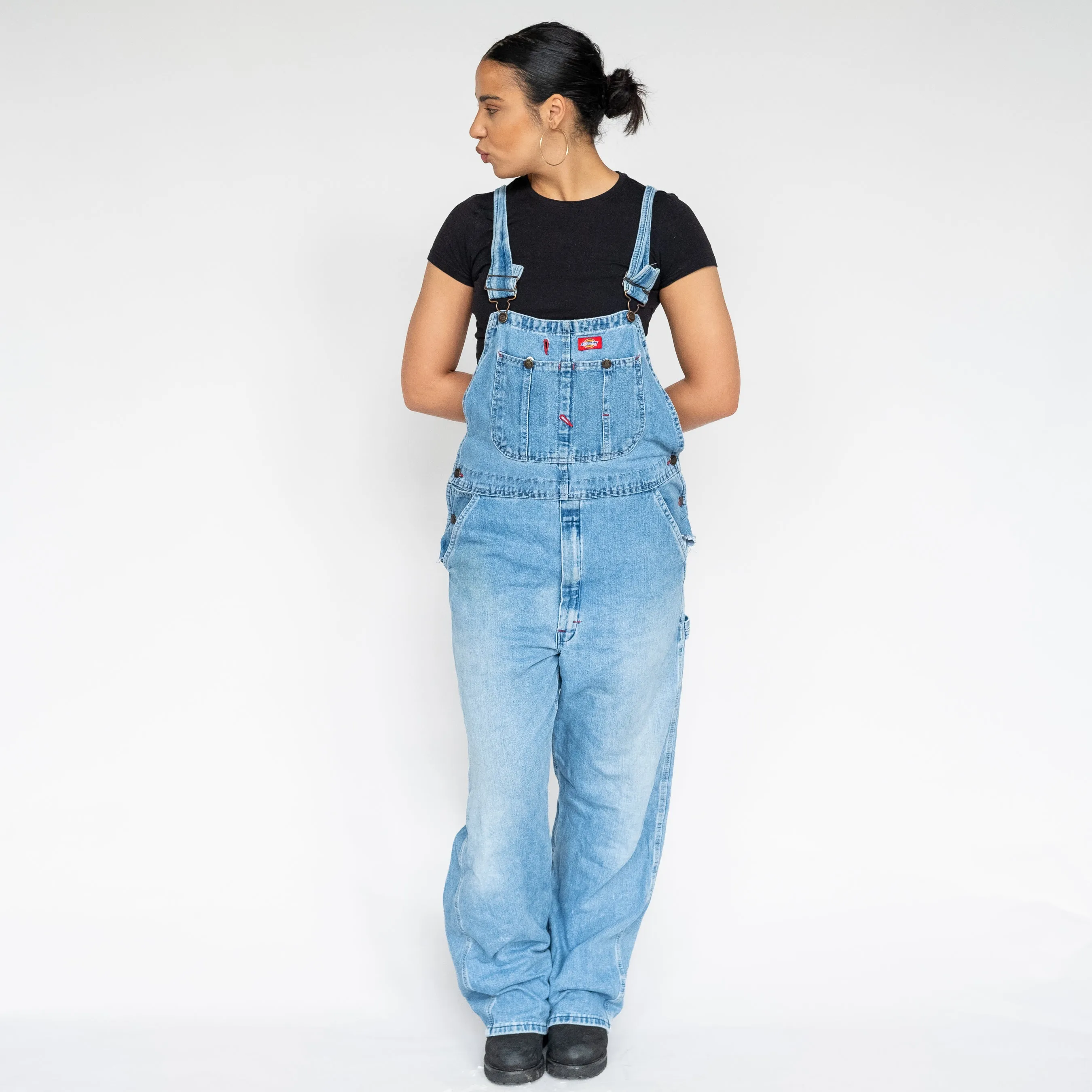 Light Blue 90s Dickies Denim Baggy Dungarees (S)