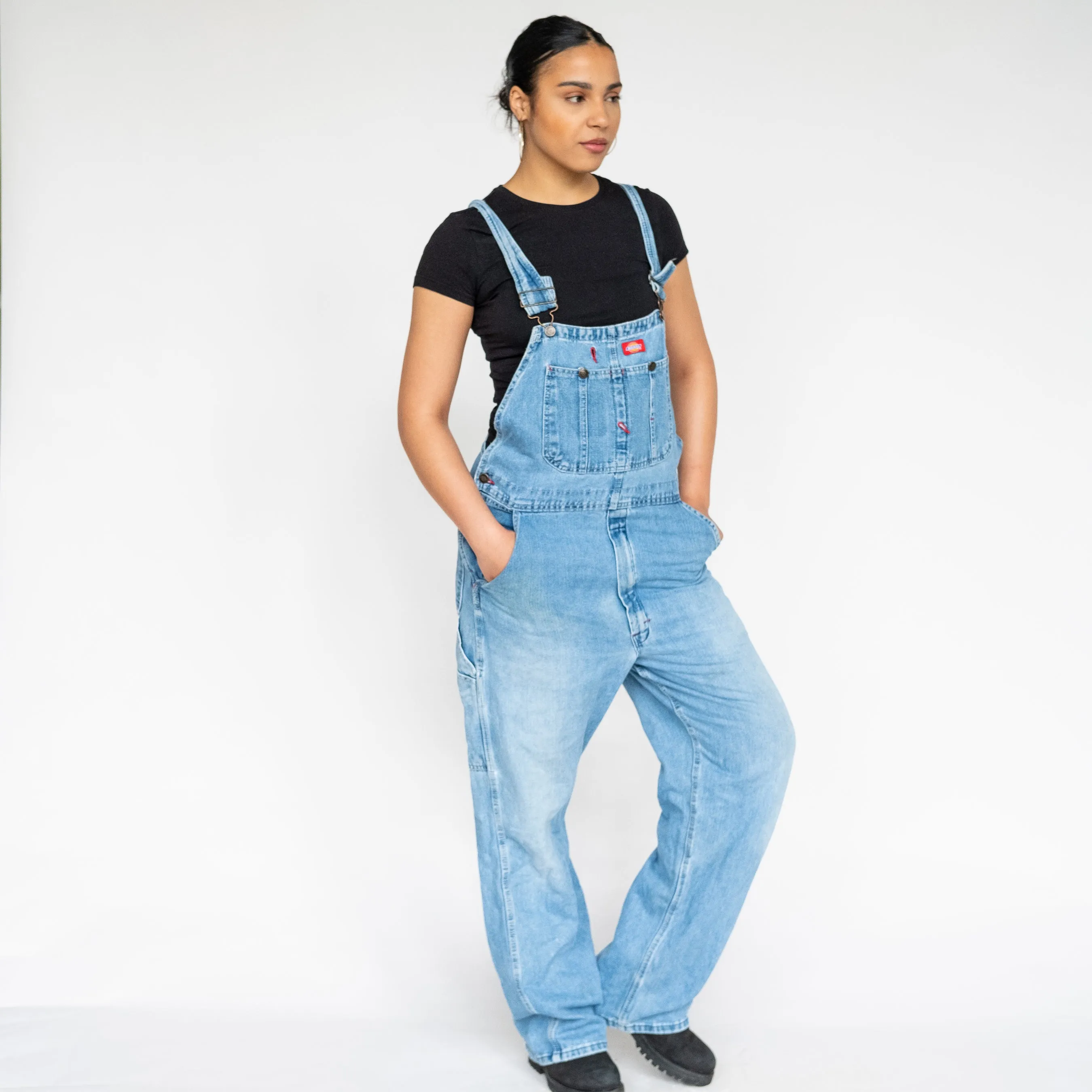 Light Blue 90s Dickies Denim Baggy Dungarees (S)