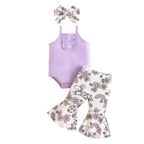 Lilac Floral Flares Set