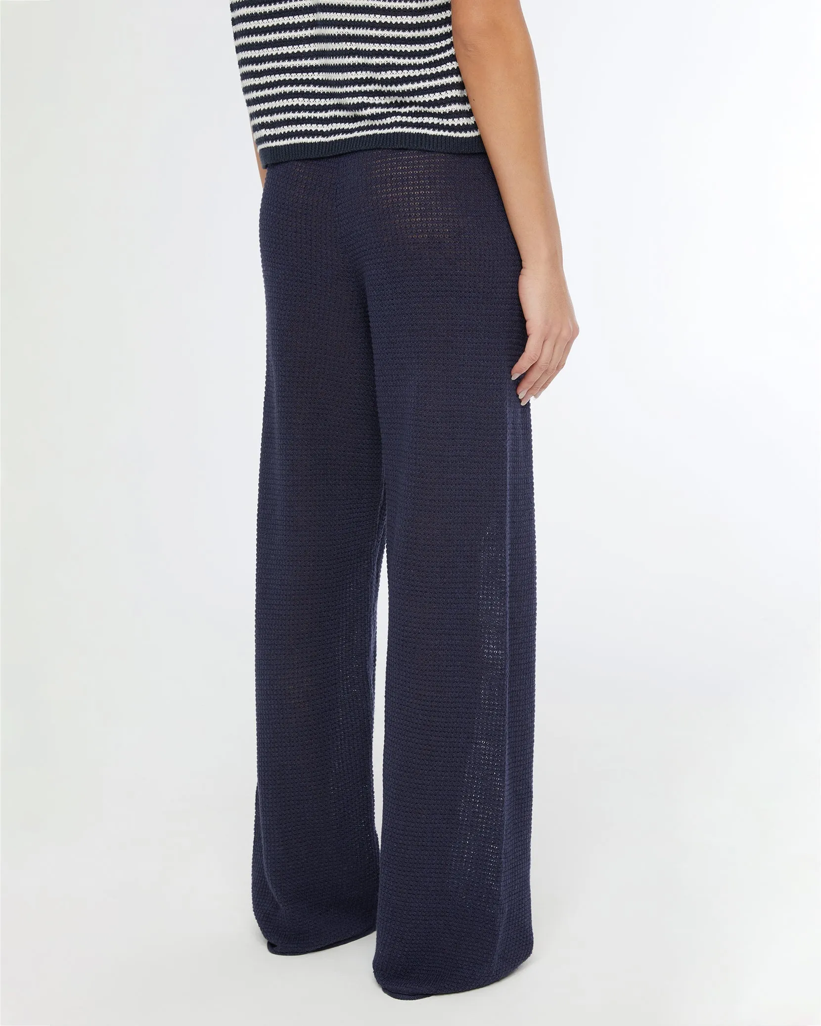 Linen Knit Drawstring Pant | Deep Navy