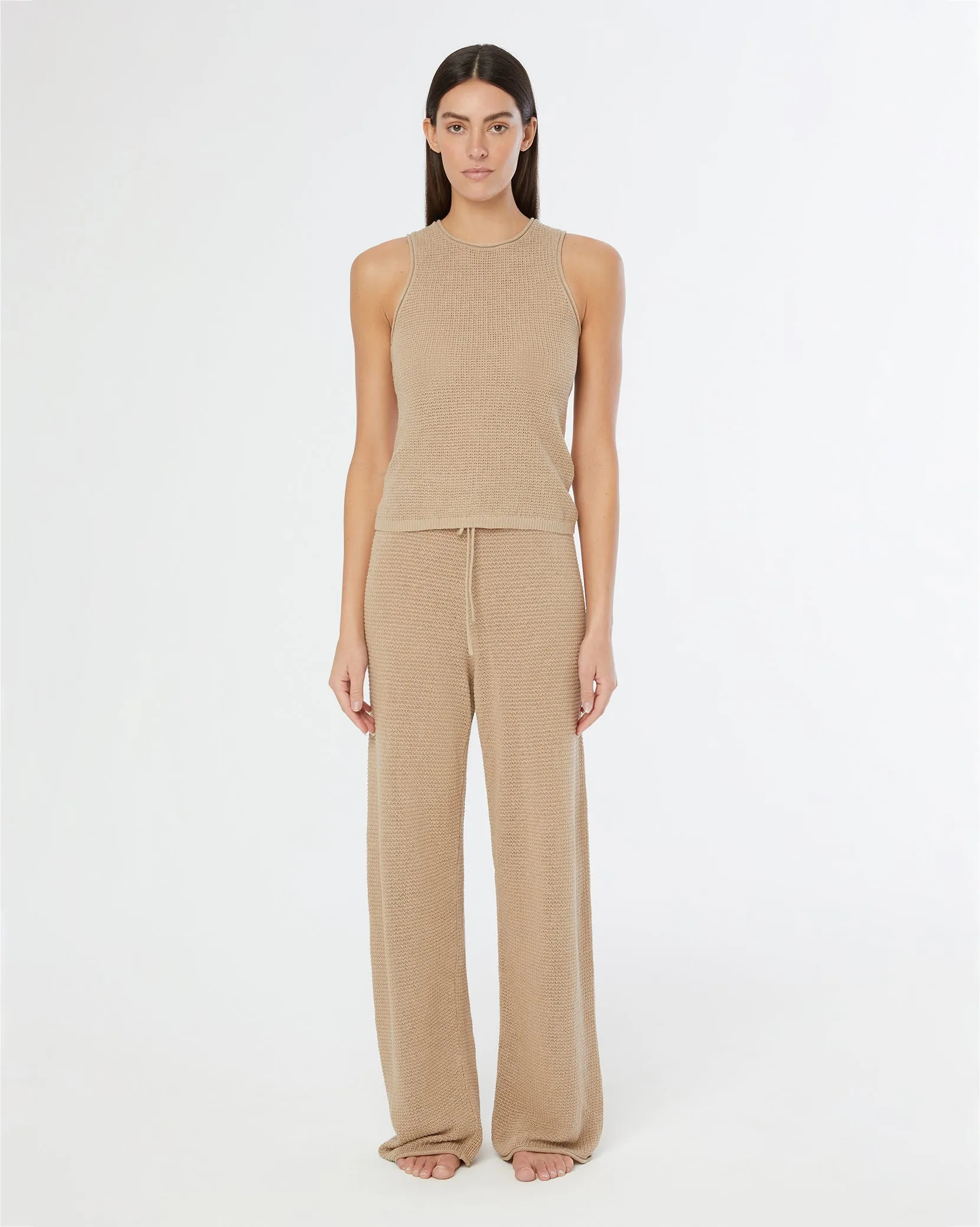 Linen Knit Drawstring Pant | Jute