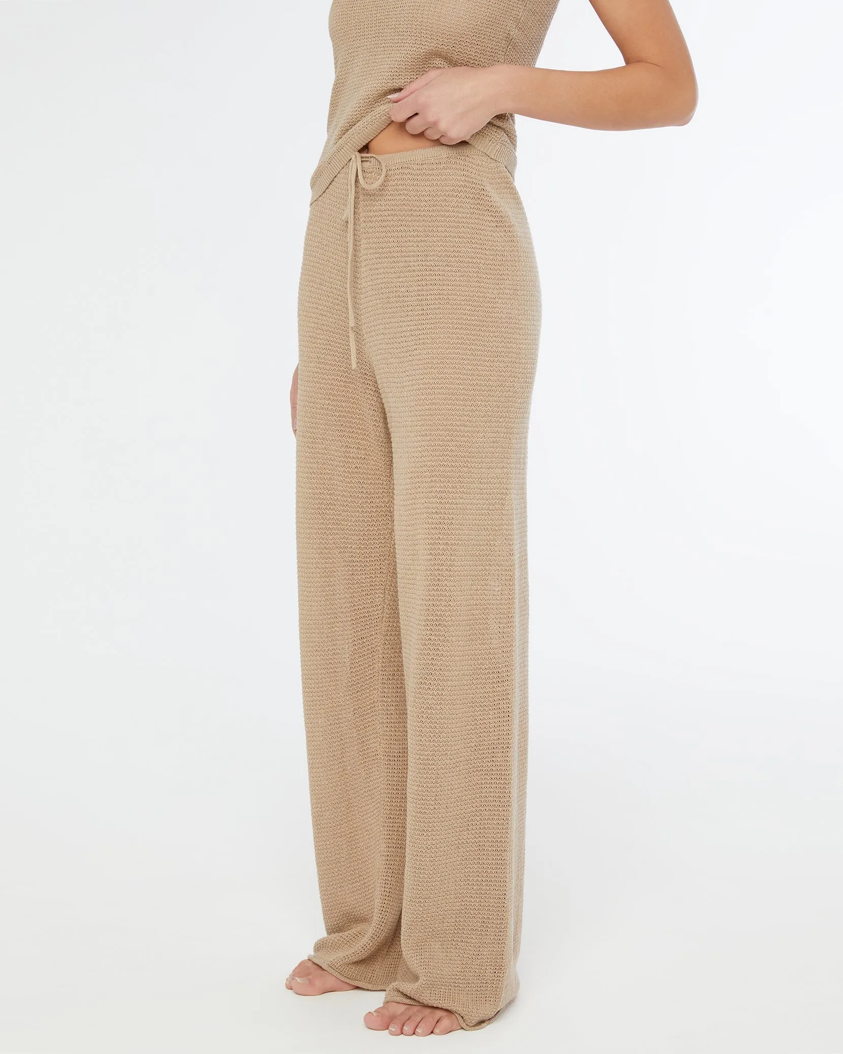 Linen Knit Drawstring Pant | Jute