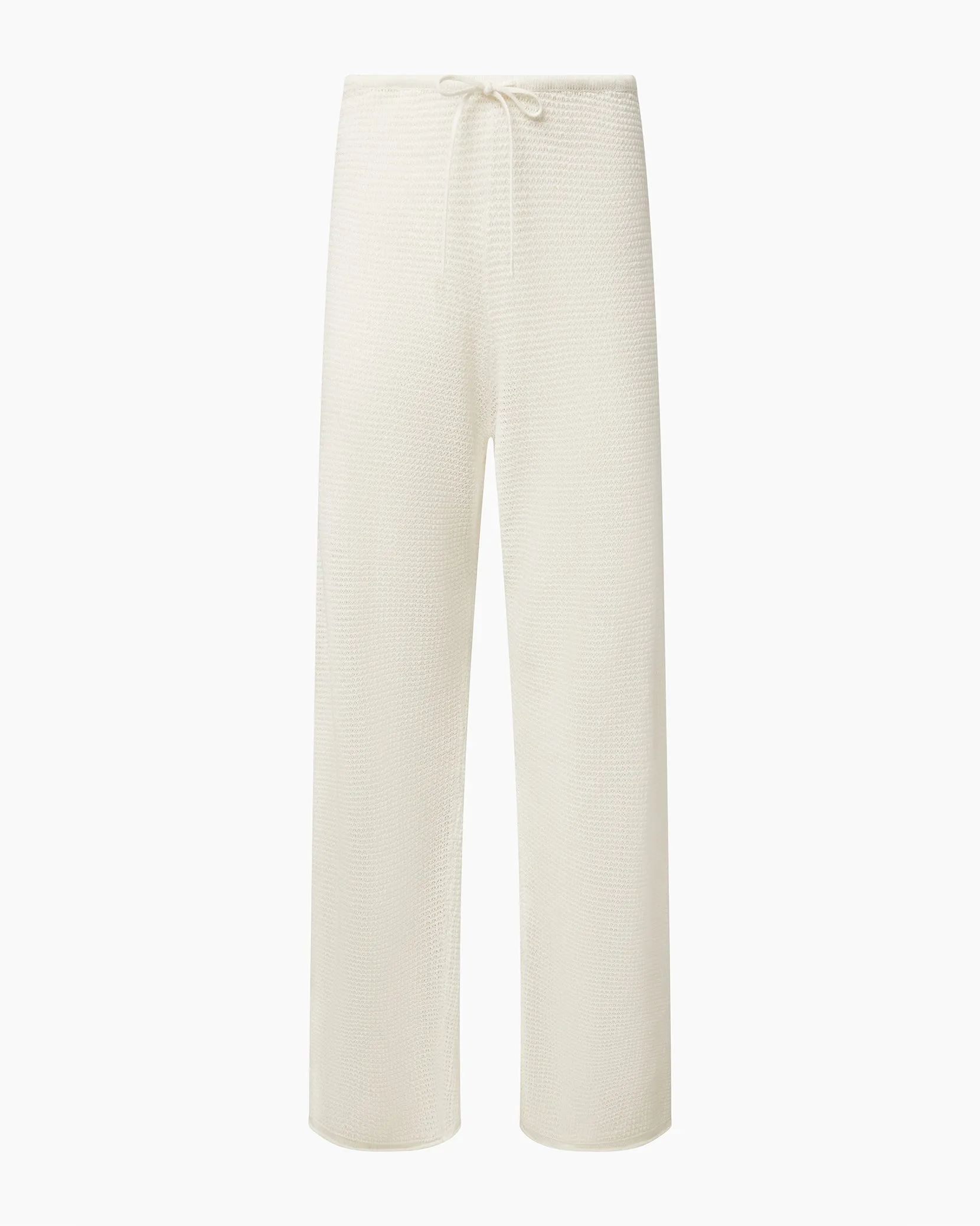 Linen Knit Drawstring Pant | White