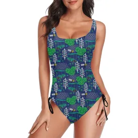 Living With The Land Drawstring Side Women's One-Piece Swimsuit