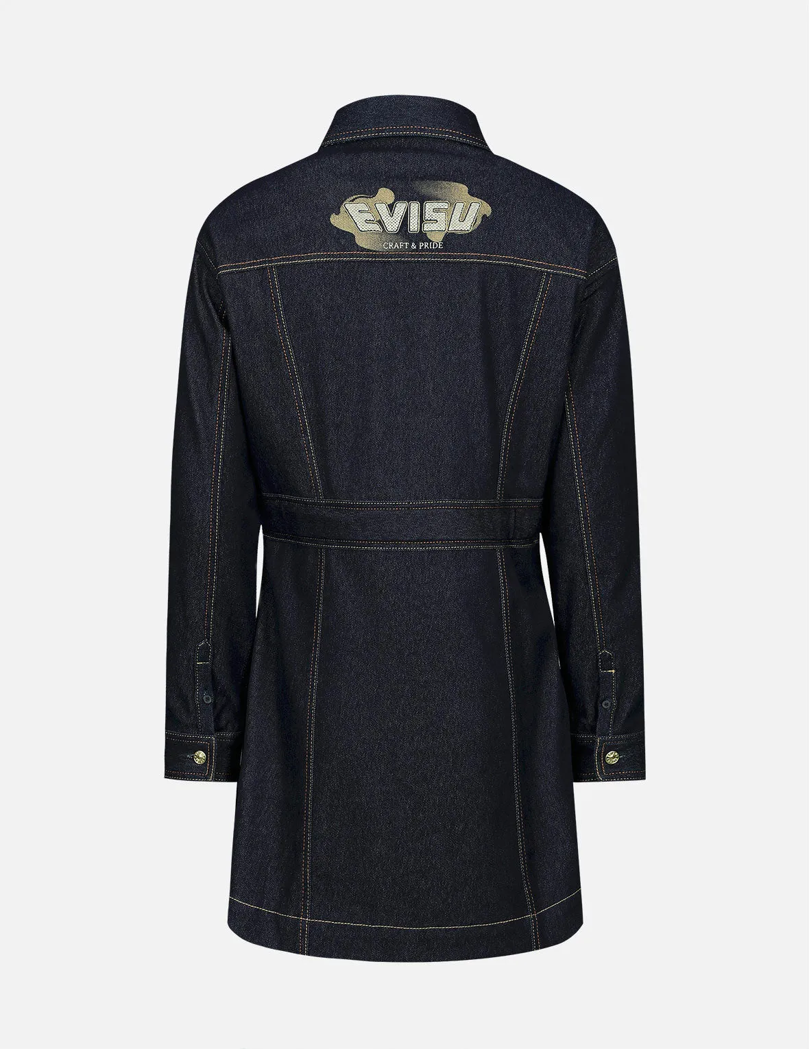 Logo Embroidery Denim Shirt Dress