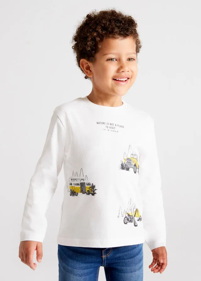 L/S shirt automobiles for boy - Cream