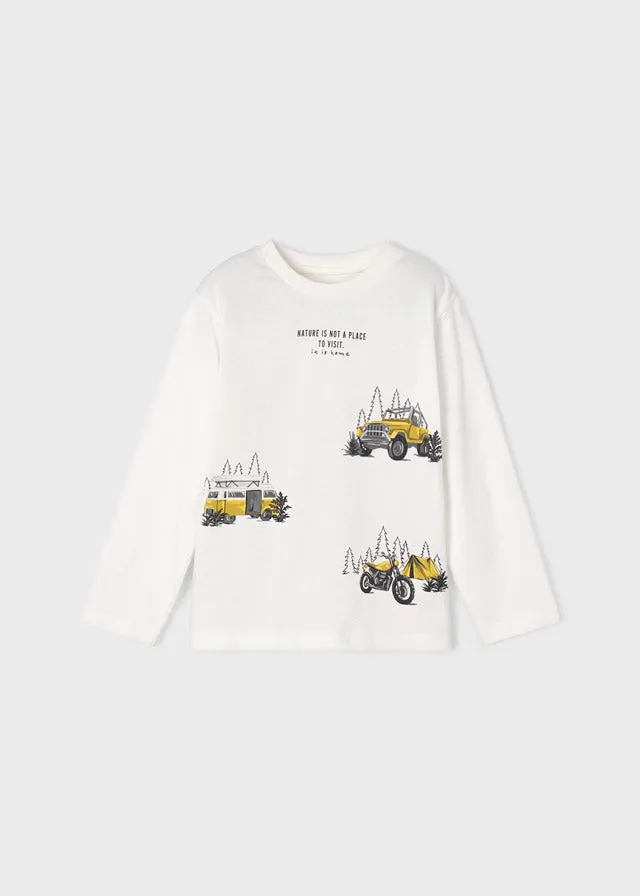 L/S shirt automobiles for boy - Cream