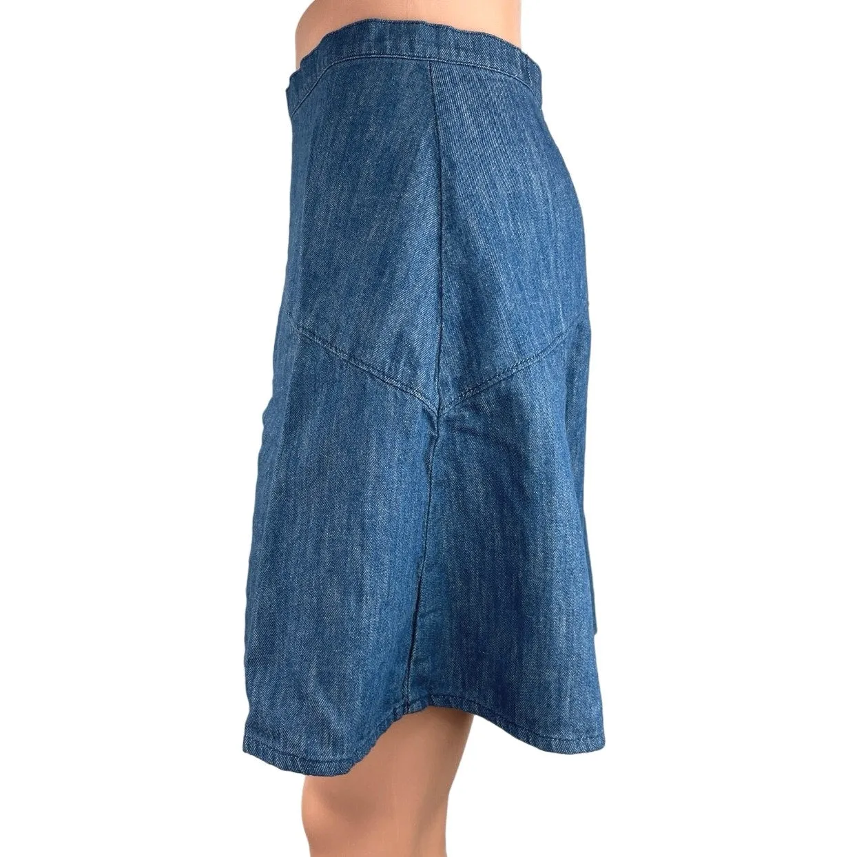 Madewell Women's Blue Denim Back Zip Closure A-Line Flare Mini Jean Skirt Size 2