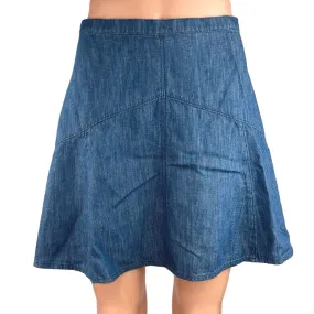 Madewell Women's Blue Denim Back Zip Closure A-Line Flare Mini Jean Skirt Size 2