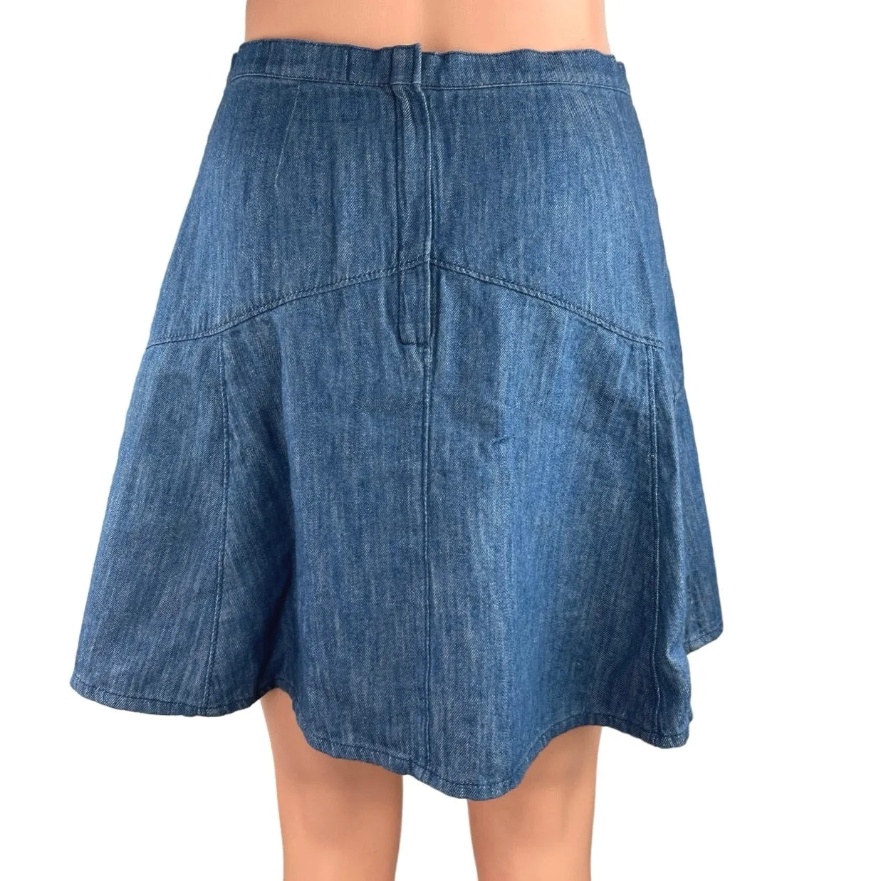 Madewell Women's Blue Denim Back Zip Closure A-Line Flare Mini Jean Skirt Size 2